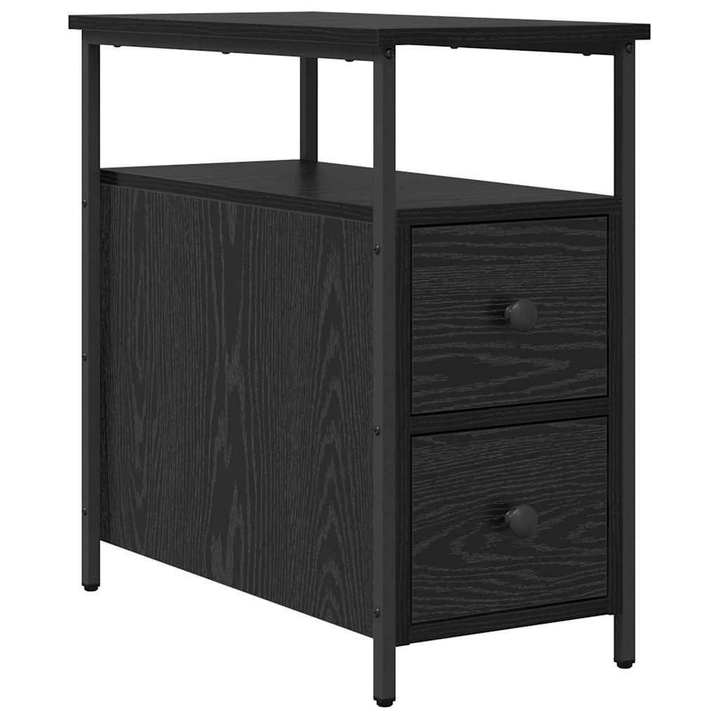 Bedside table with drawer black oak 30 x 60 x 60 cm