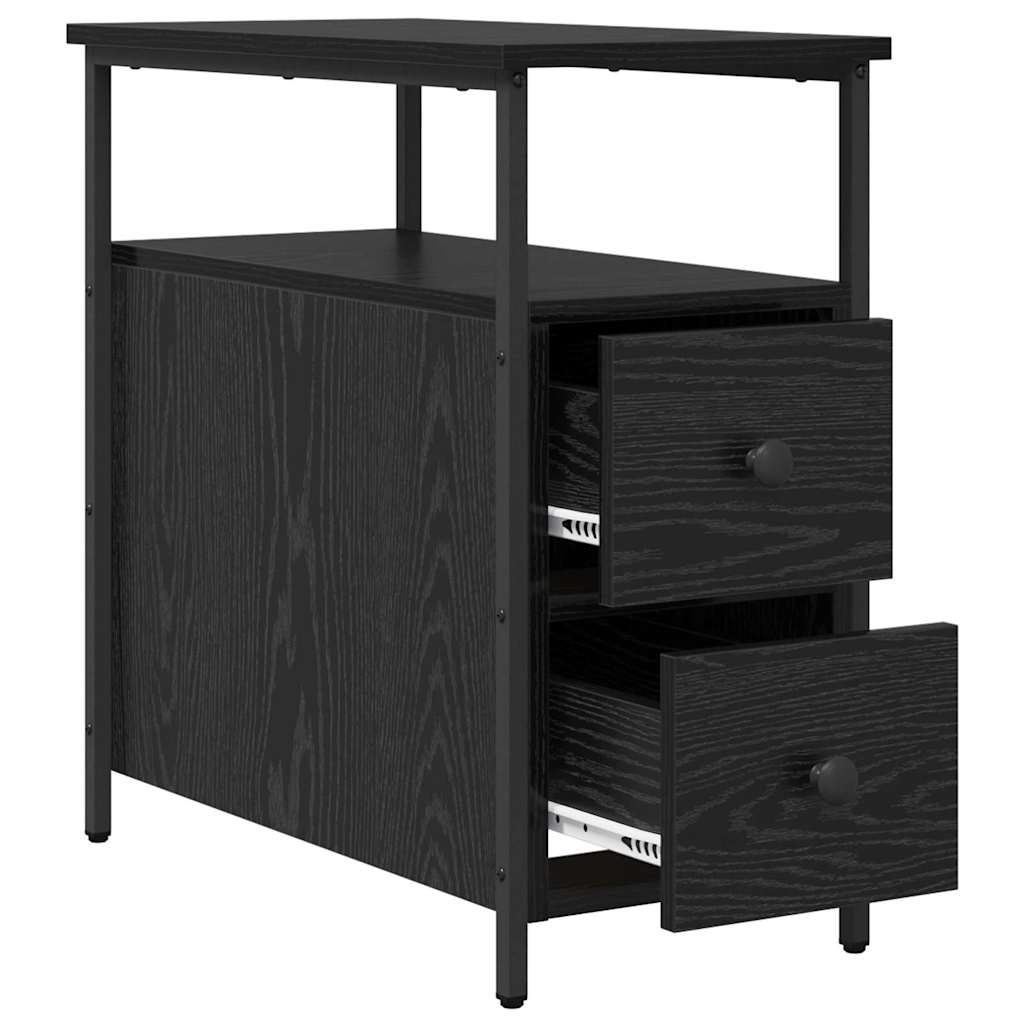 Bedside table with drawer black oak 30 x 60 x 60 cm