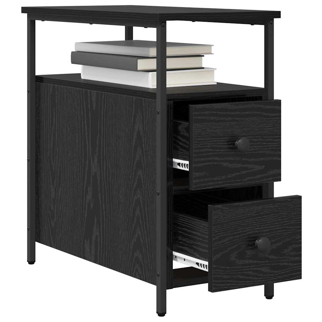 Bedside table with drawer black oak 30 x 60 x 60 cm