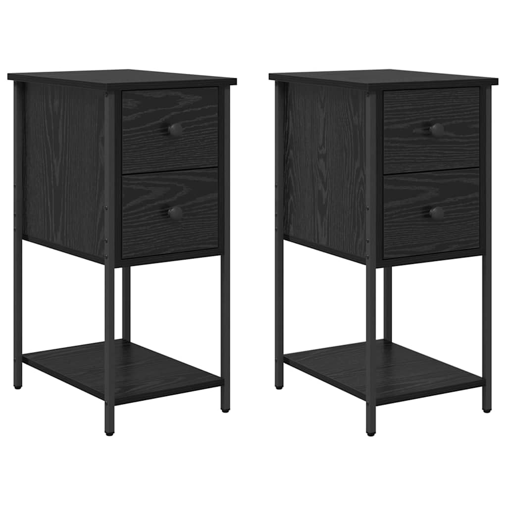 Bedside cabinet 2 pcs black oak 32 x 42 x 70 cm