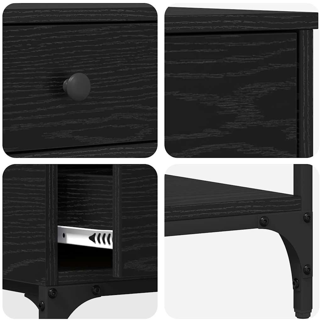 Konsoles galds ar atvilktni, melns ozolkoks, 75 x 34,5 x 75 cm