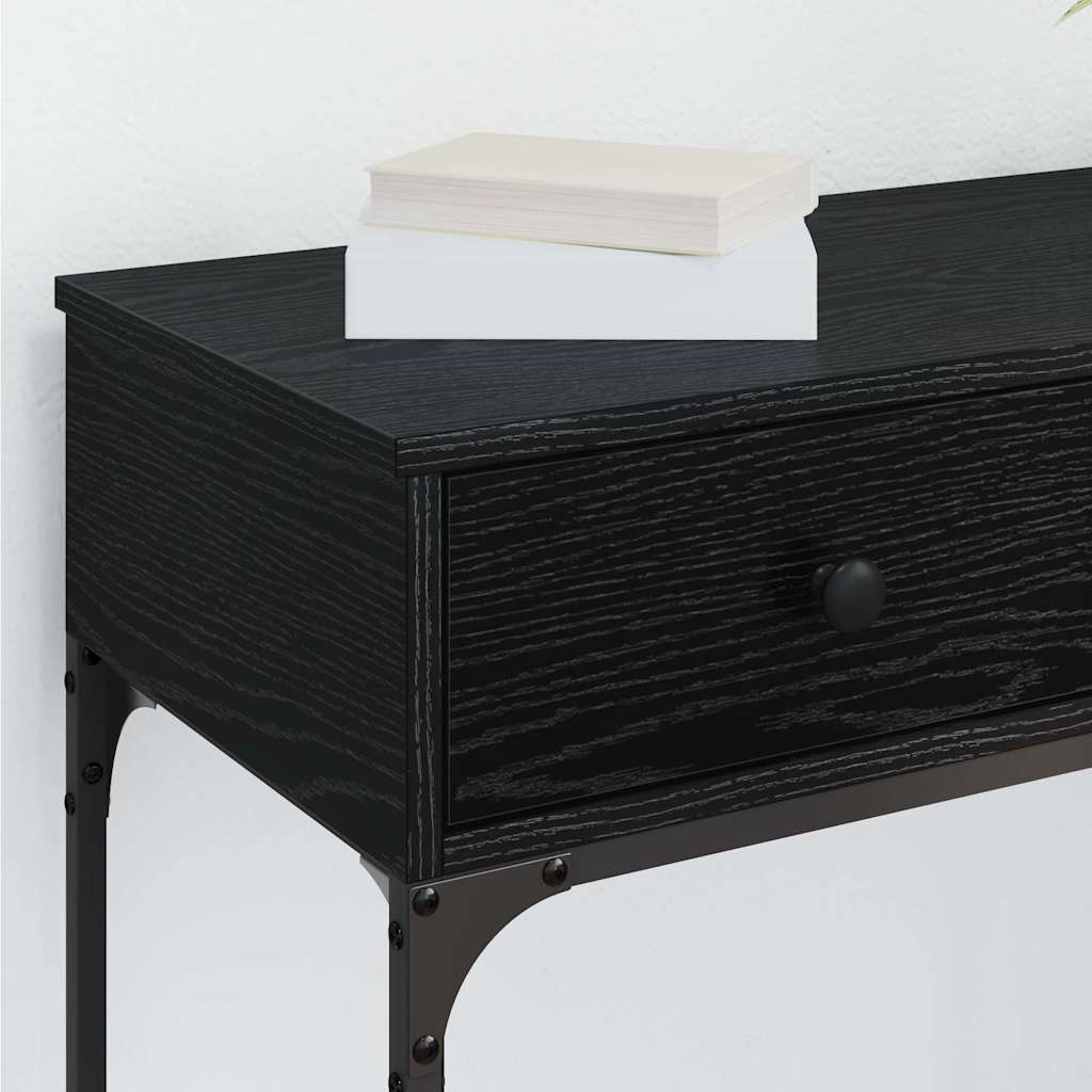 Konsoles galds ar atvilktni, melns ozolkoks, 75 x 34,5 x 75 cm