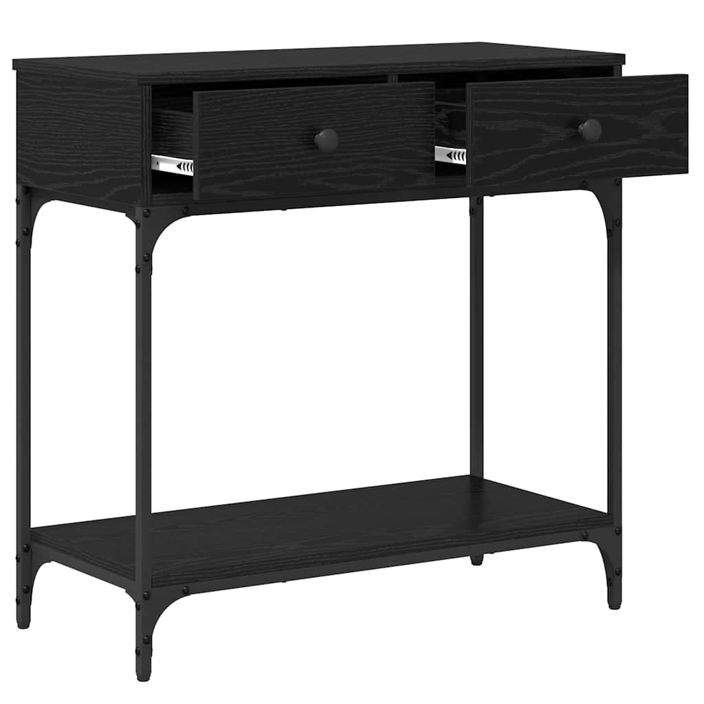 Konsoles galds ar atvilktni, melns ozolkoks, 75 x 34,5 x 75 cm