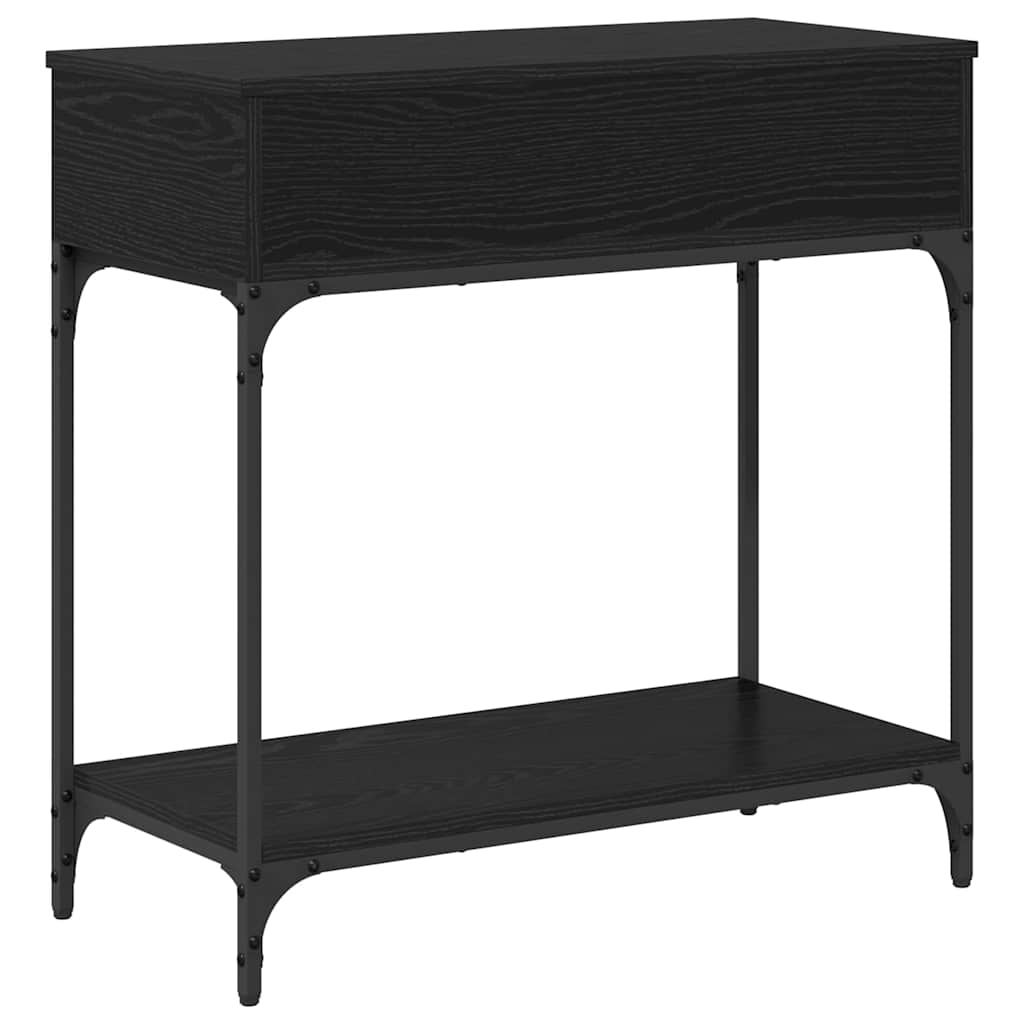 Konsoles galds ar atvilktni, melns ozolkoks, 75 x 34,5 x 75 cm