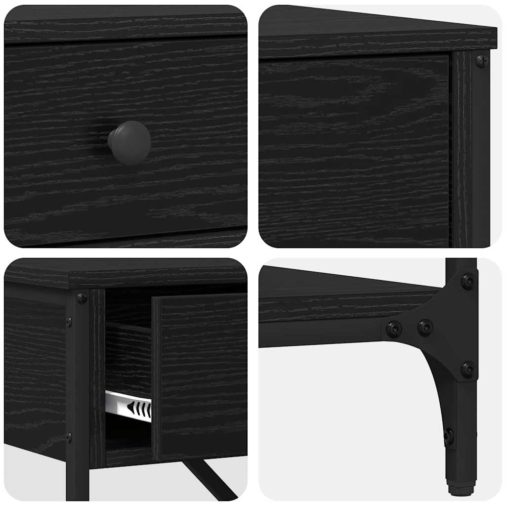 Desk NEIL II, oak wood, black, with drawer