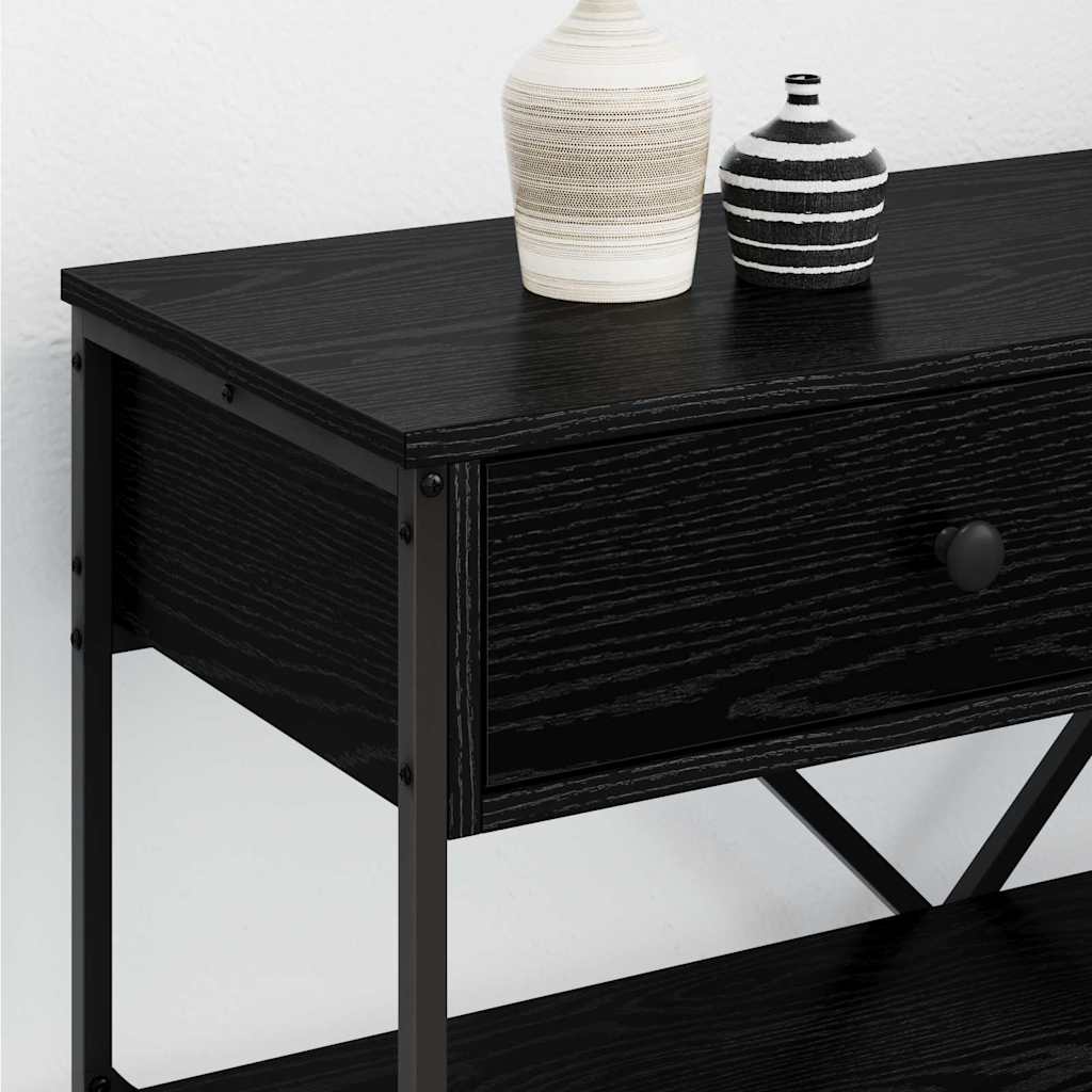 Desk NEIL II, oak wood, black, with drawer