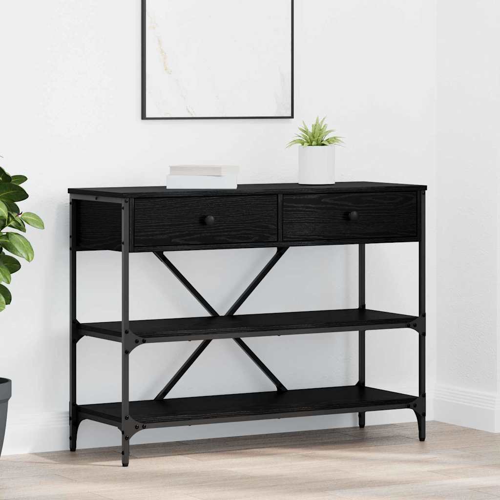 Desk NEIL II, oak wood, black, with drawer