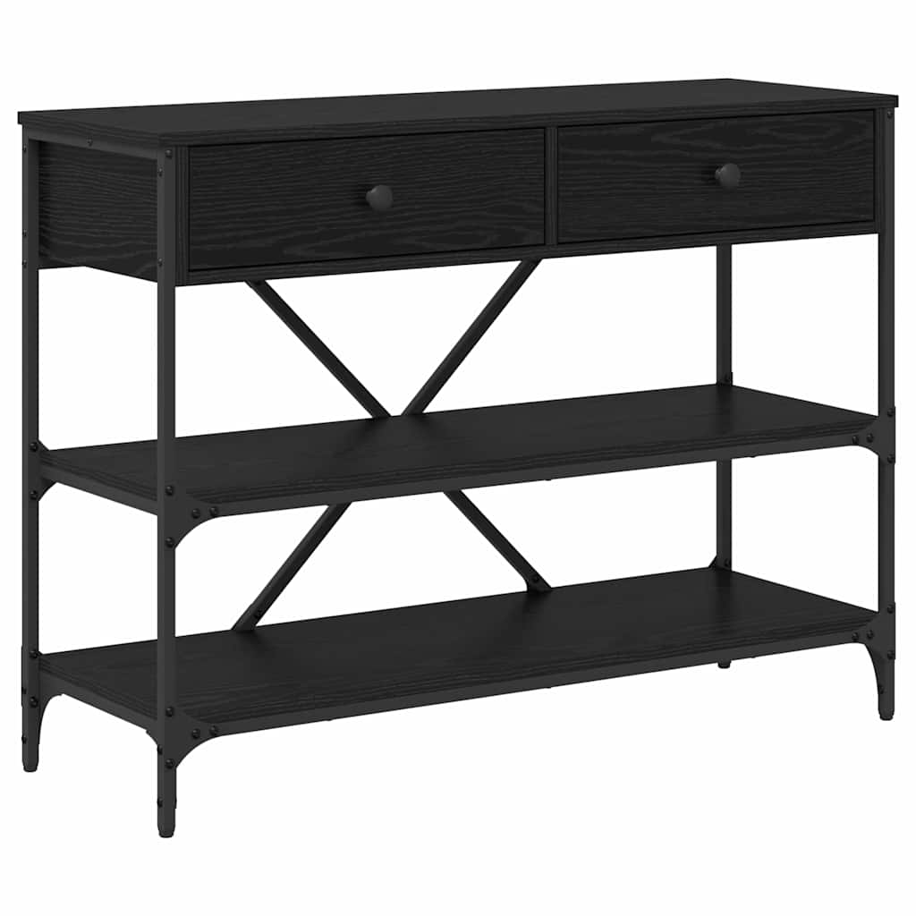 Desk NEIL II, oak wood, black, with drawer