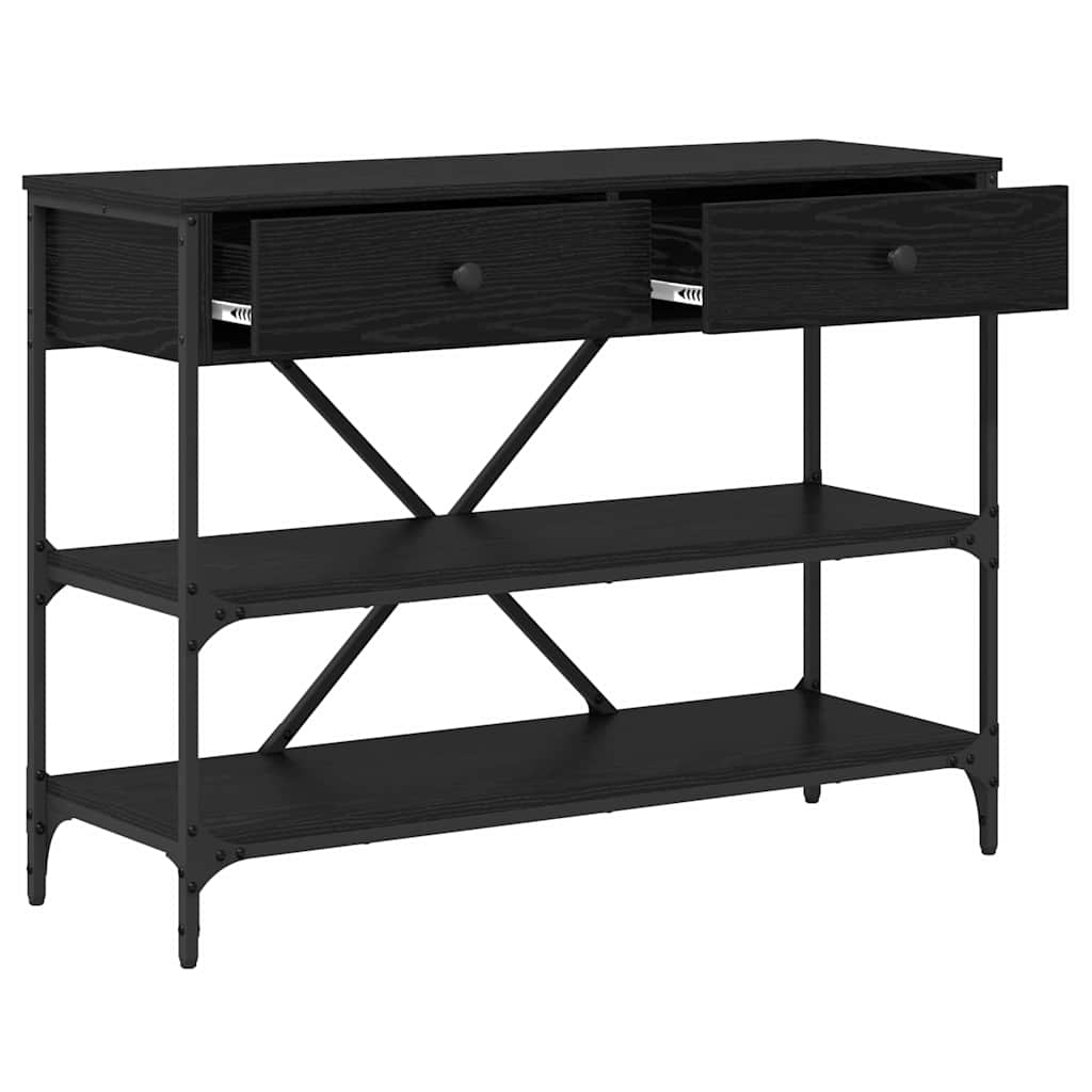 Desk NEIL II, oak wood, black, with drawer