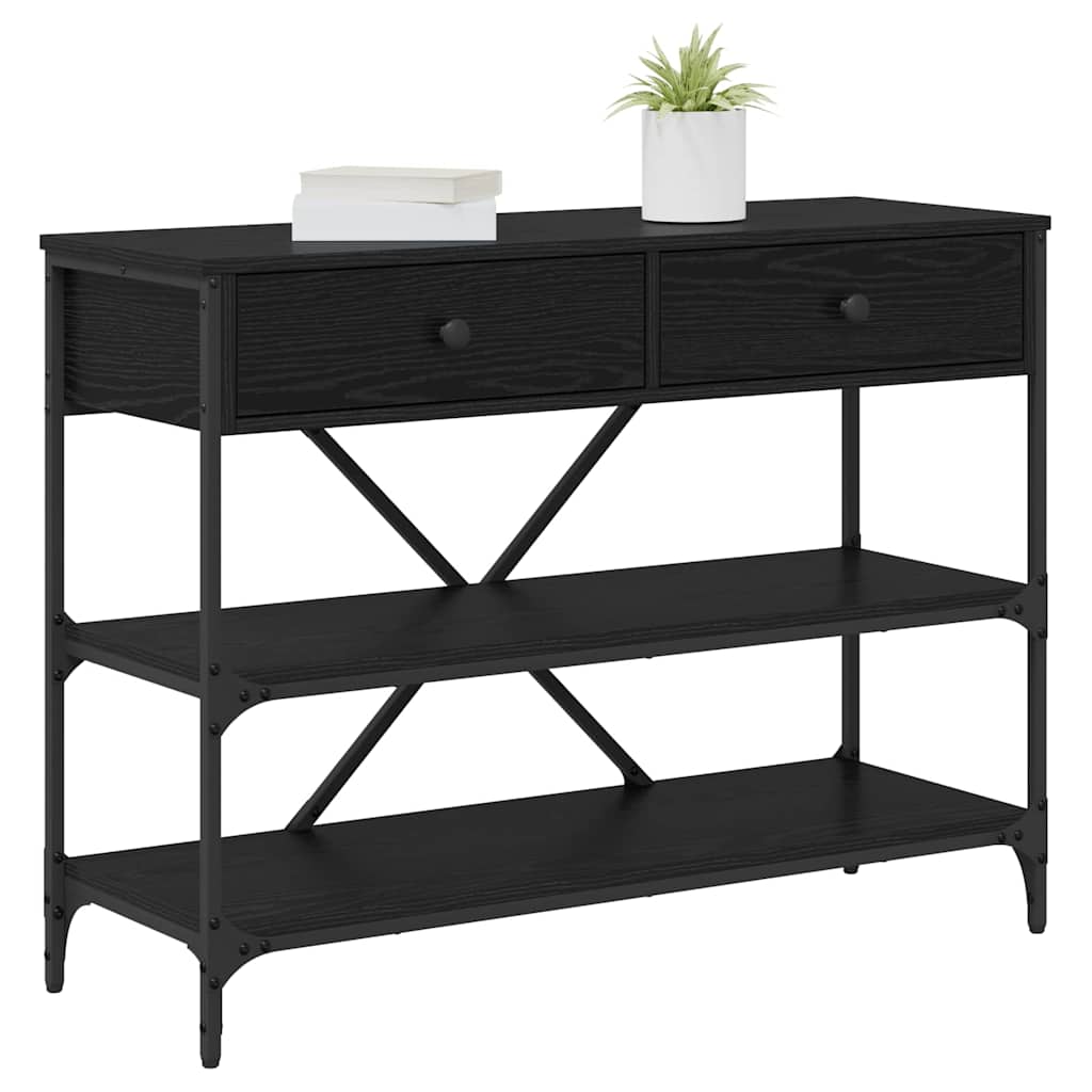 Desk NEIL II, oak wood, black, with drawer