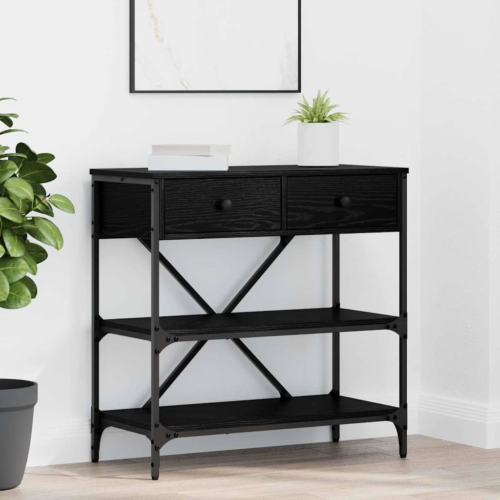 Desk NATALIA II, oak wood, black, with drawer