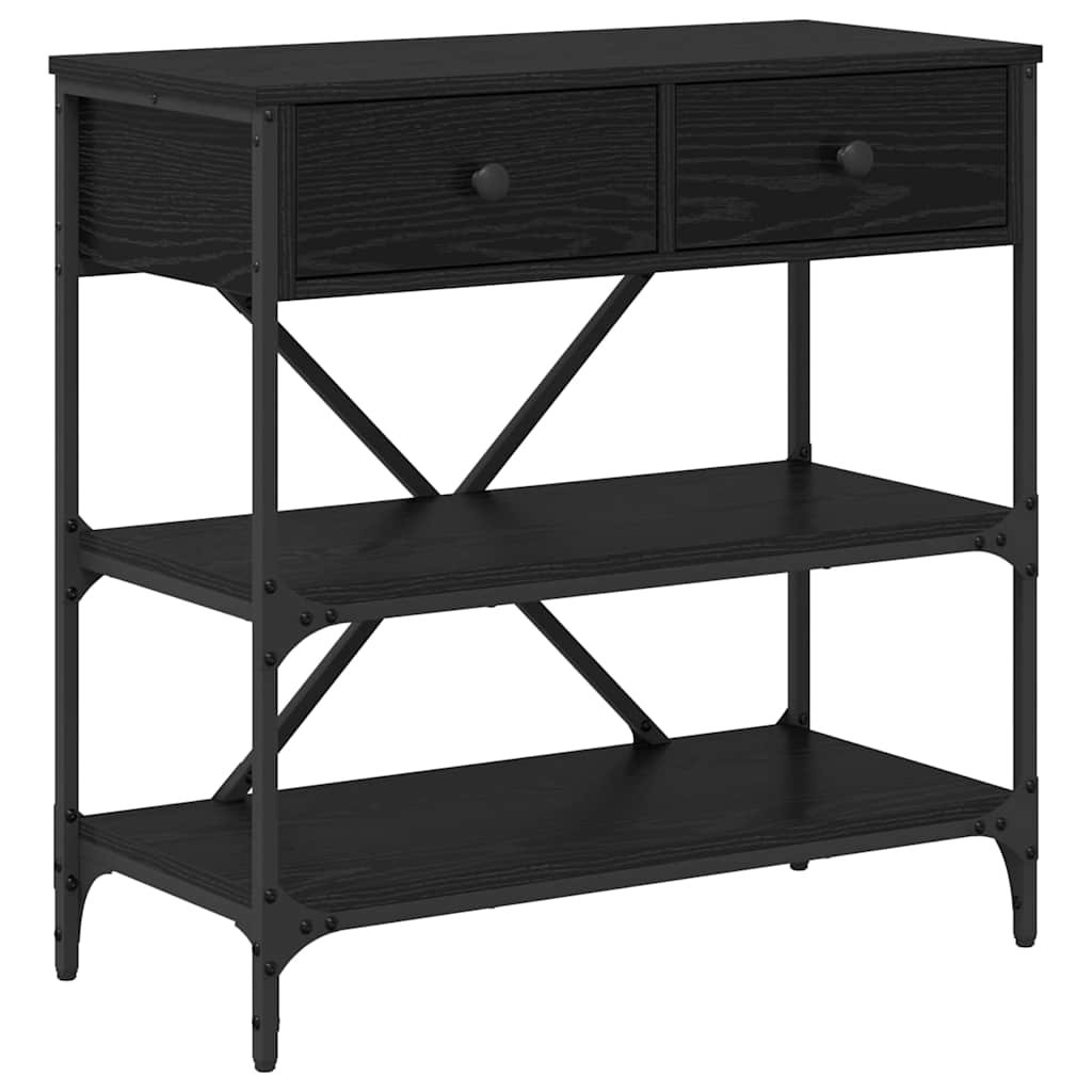 Desk NATALIA II, oak wood, black, with drawer