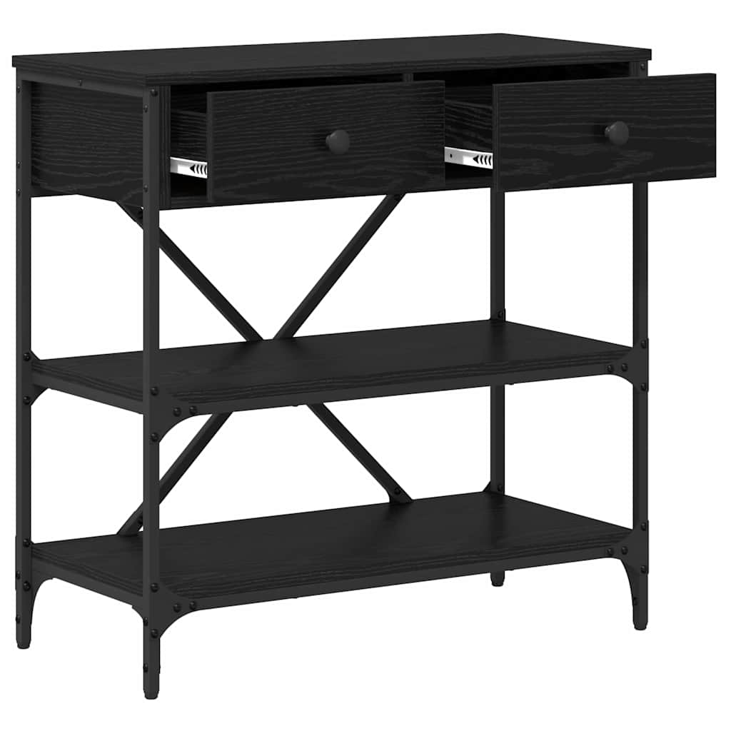 Desk NATALIA II, oak wood, black, with drawer