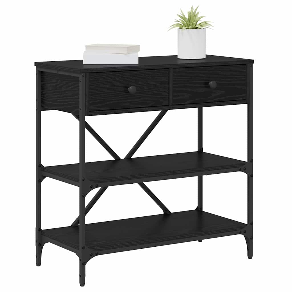 Desk NATALIA II, oak wood, black, with drawer