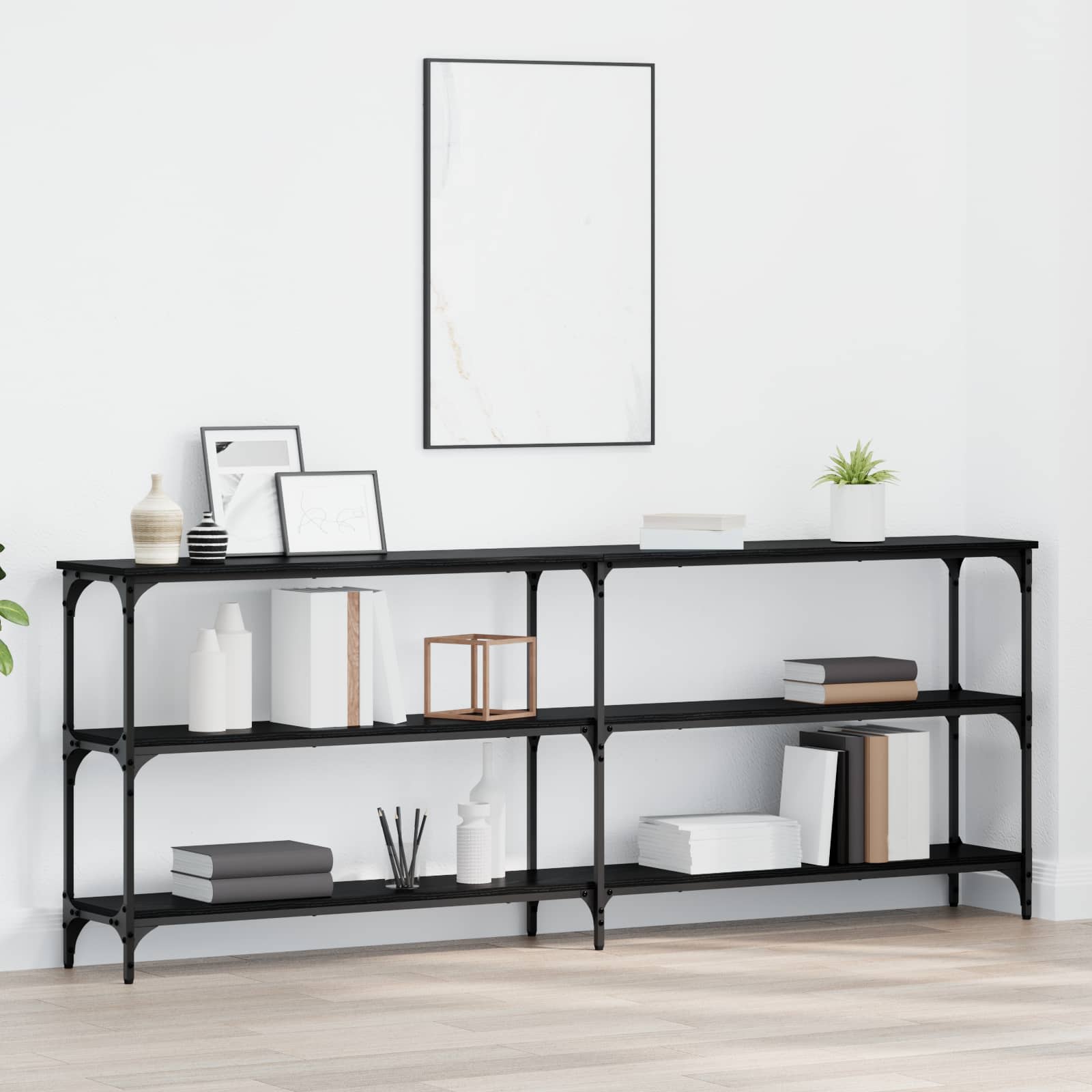 Console table black oak 200 x 29 x 75 cm