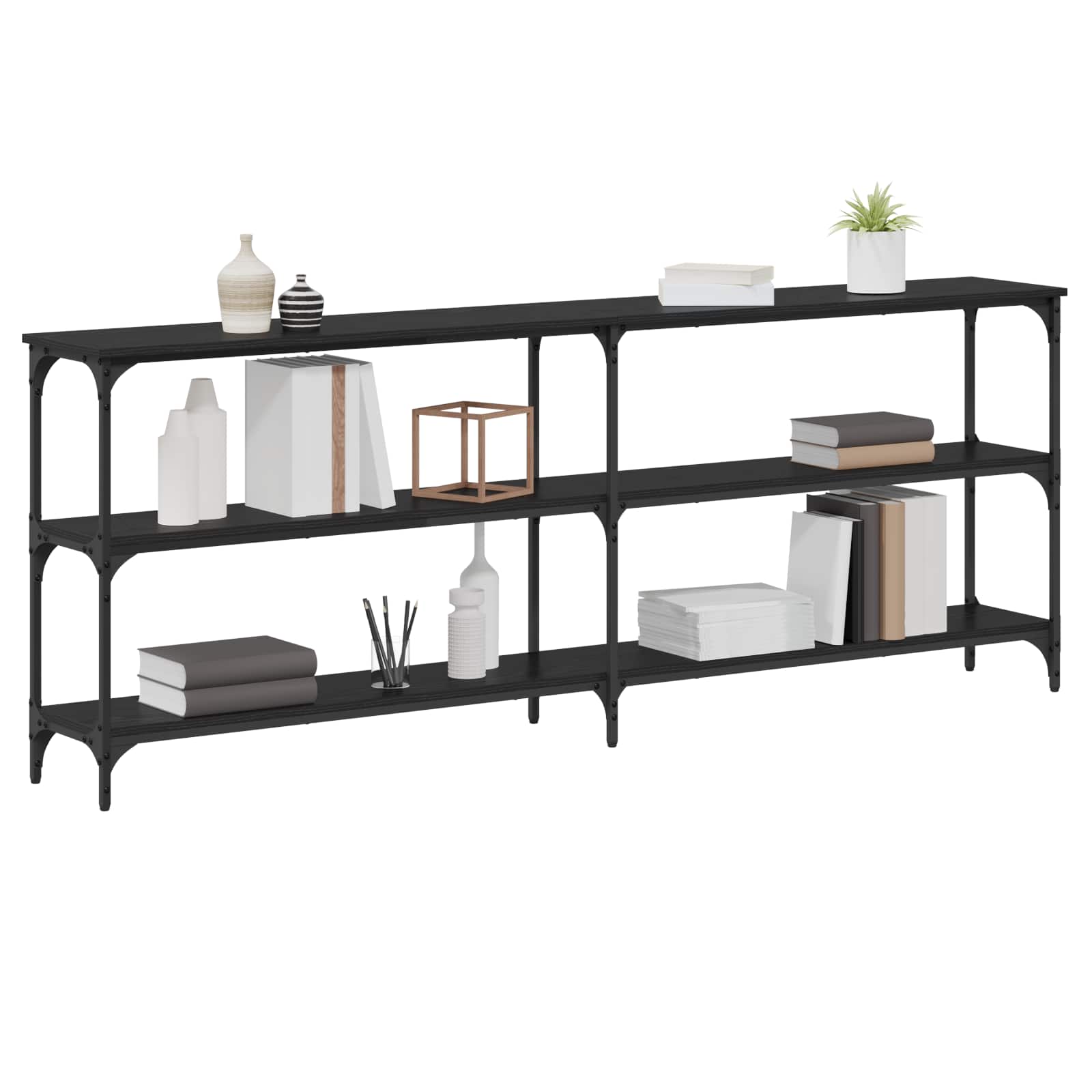 Console table black oak 200 x 29 x 75 cm