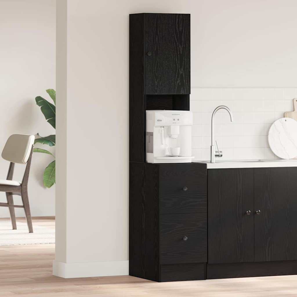 Kitchen cabinet with drawer black Oak Engineered wood