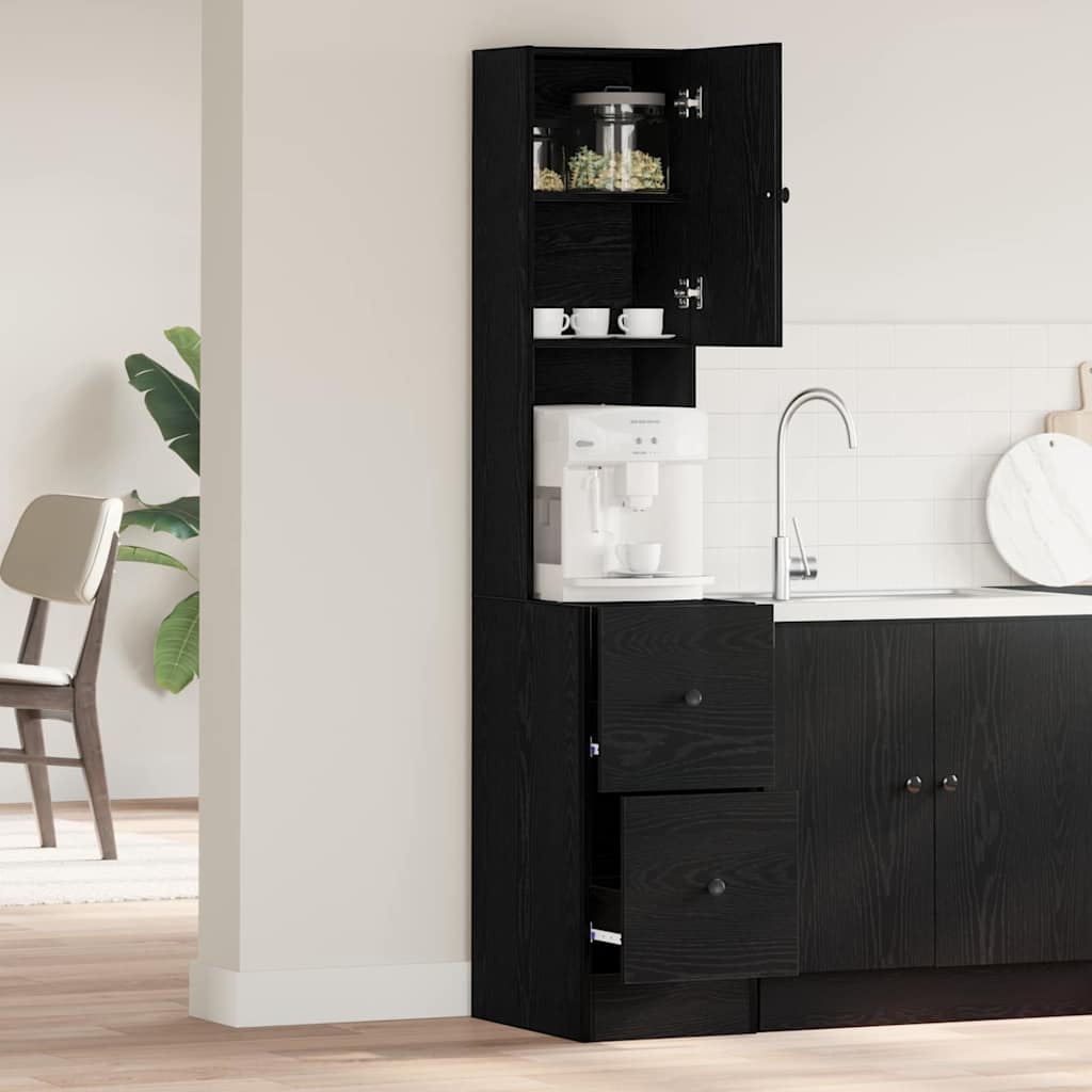 Kitchen cabinet with drawer black Oak Engineered wood