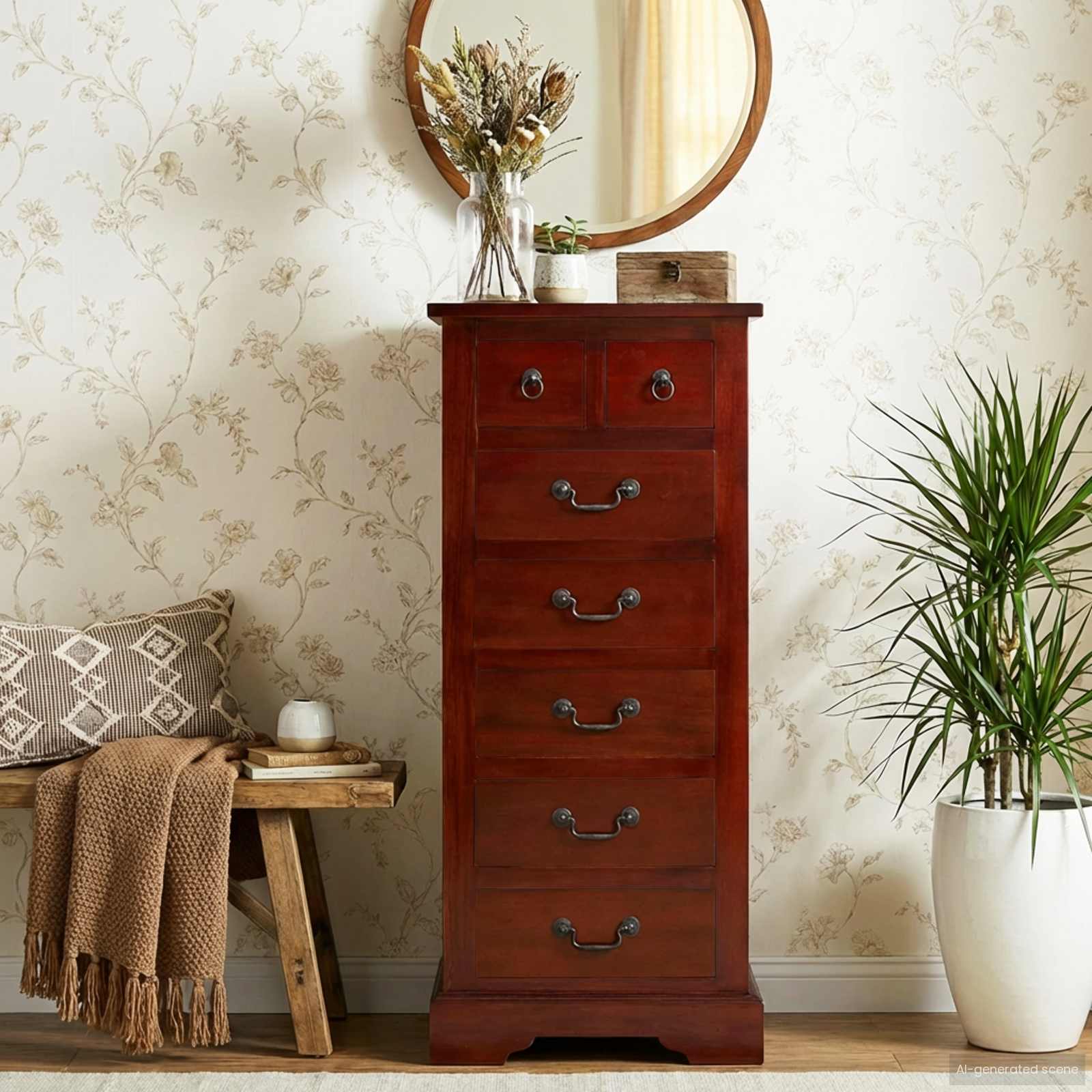 Brown drawer cabinet 45 x 35 x 100.5 cm