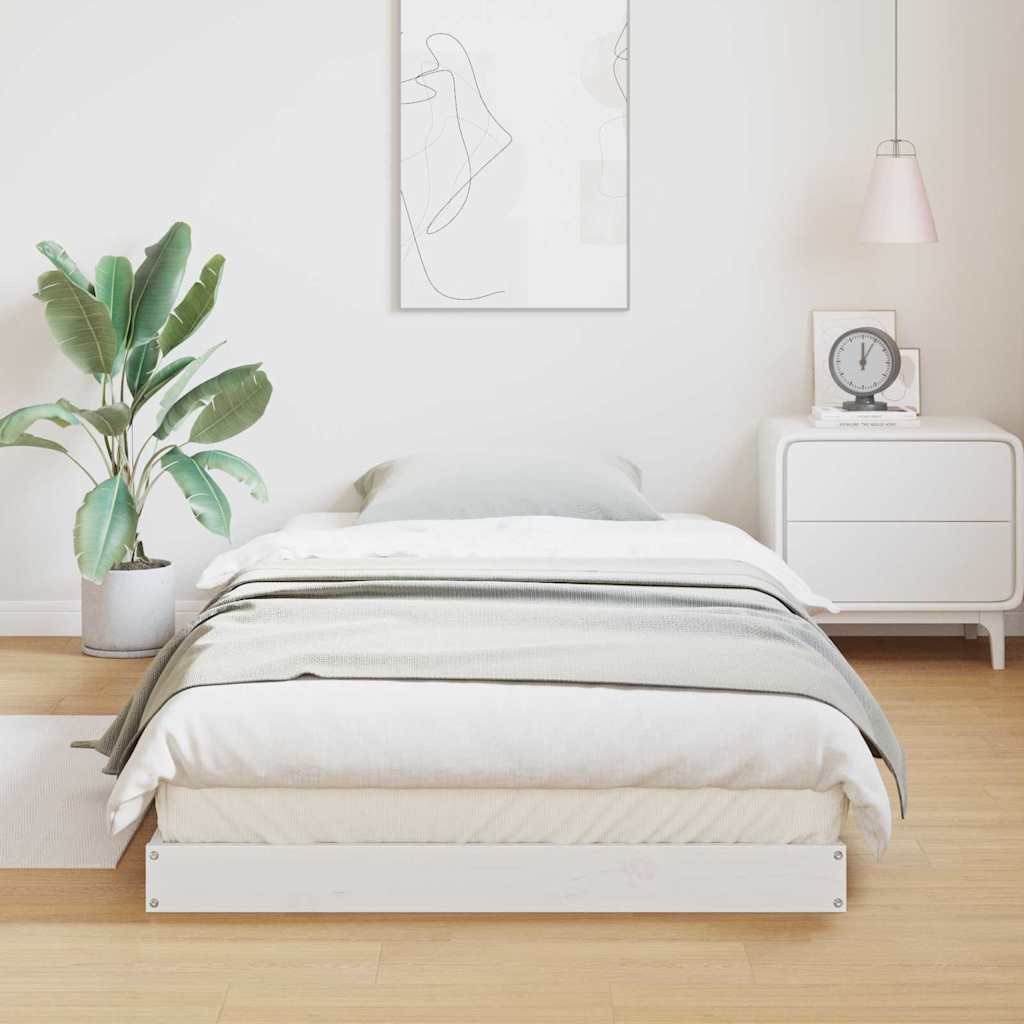 Grindų lovos rėmas Balta 80 x 210 cm Pušies medienos masyvas