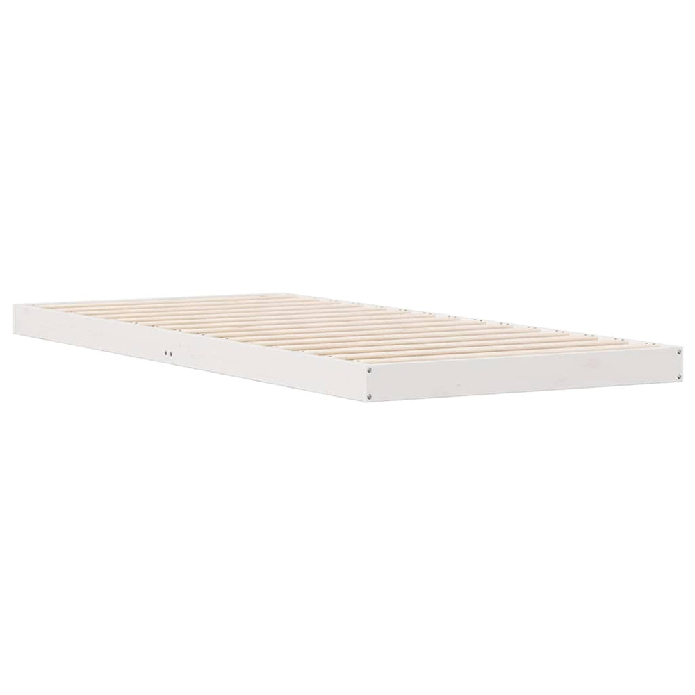 Grindų lovos rėmas Balta 80 x 210 cm Pušies medienos masyvas