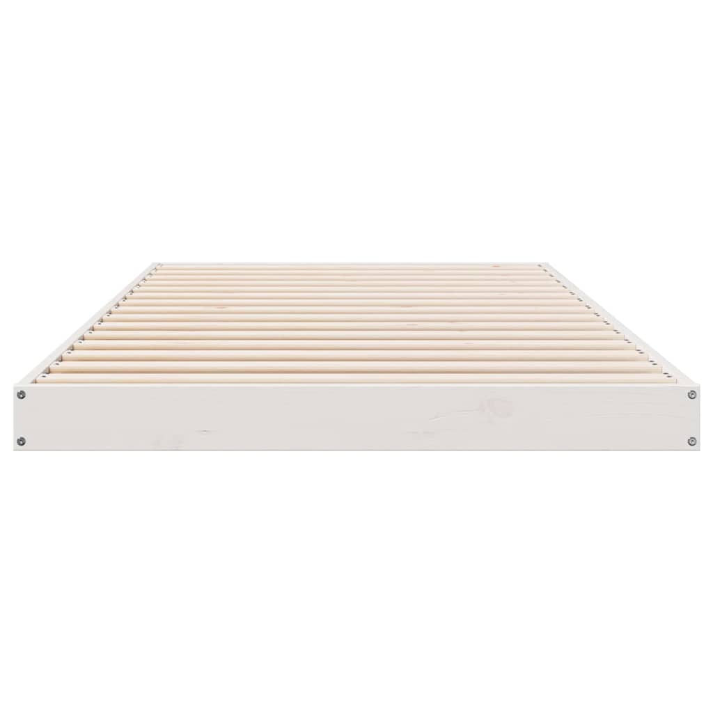 Grindų lovos rėmas Balta 90 x 210 cm Pušies medienos masyvas