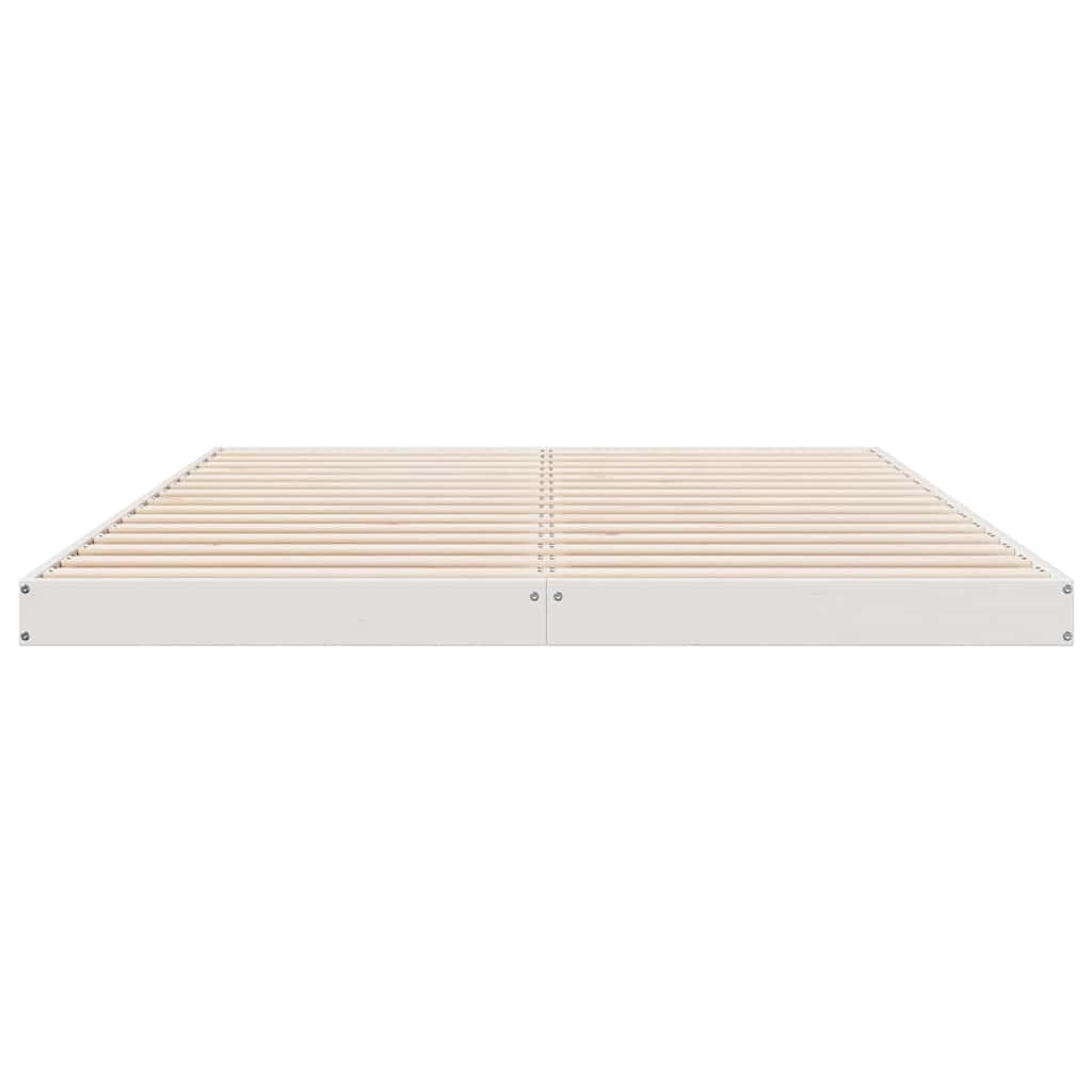 Grindų lovos rėmas Balta 140 x 210 cm Pušies medienos masyvas