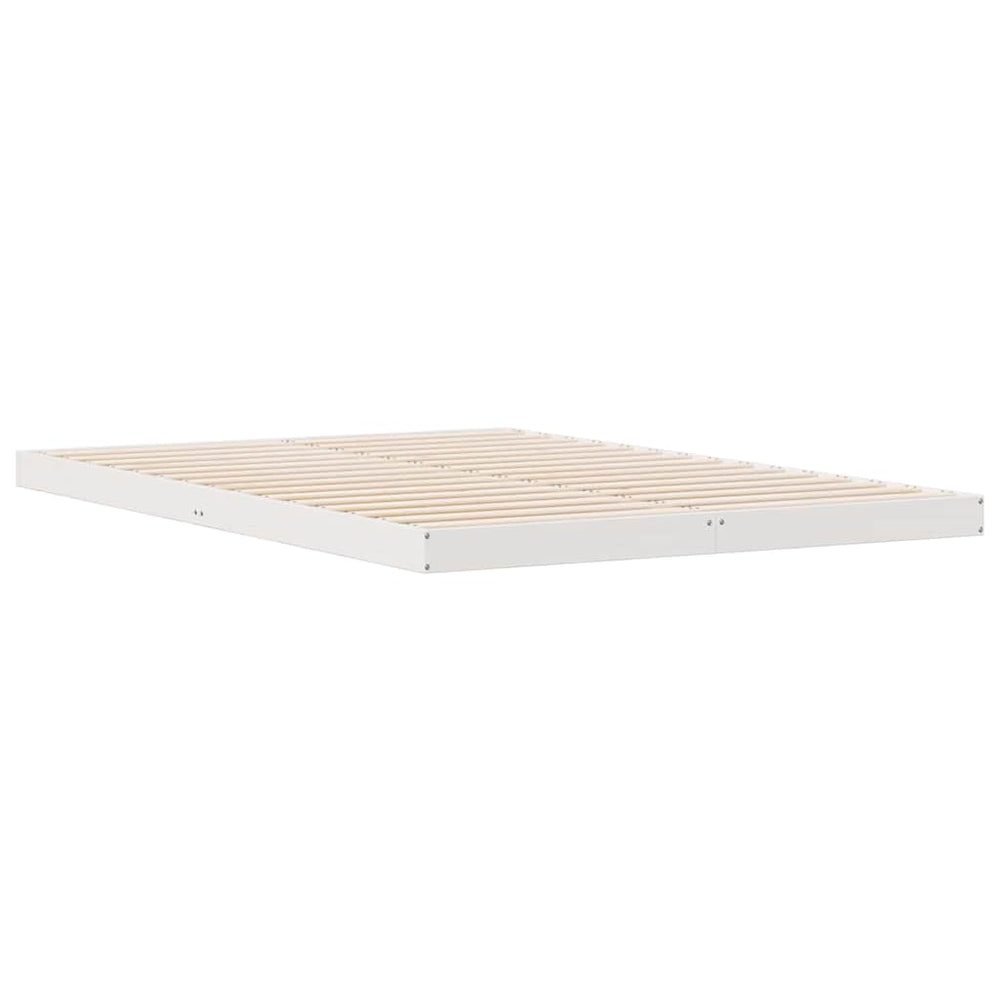 Grindų lovos rėmas Balta 160 x 210 cm Pušies medienos masyvas