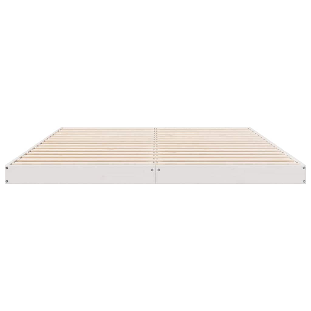 Grindų lovos rėmas Balta 160 x 220 cm Pušies medienos masyvas