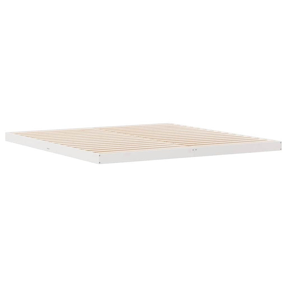 Grindų lovos rėmas Balta 180 x 220 cm Pušies medienos masyvas