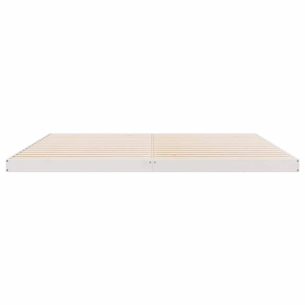 Grindų lovos rėmas Balta 180 x 220 cm Pušies medienos masyvas