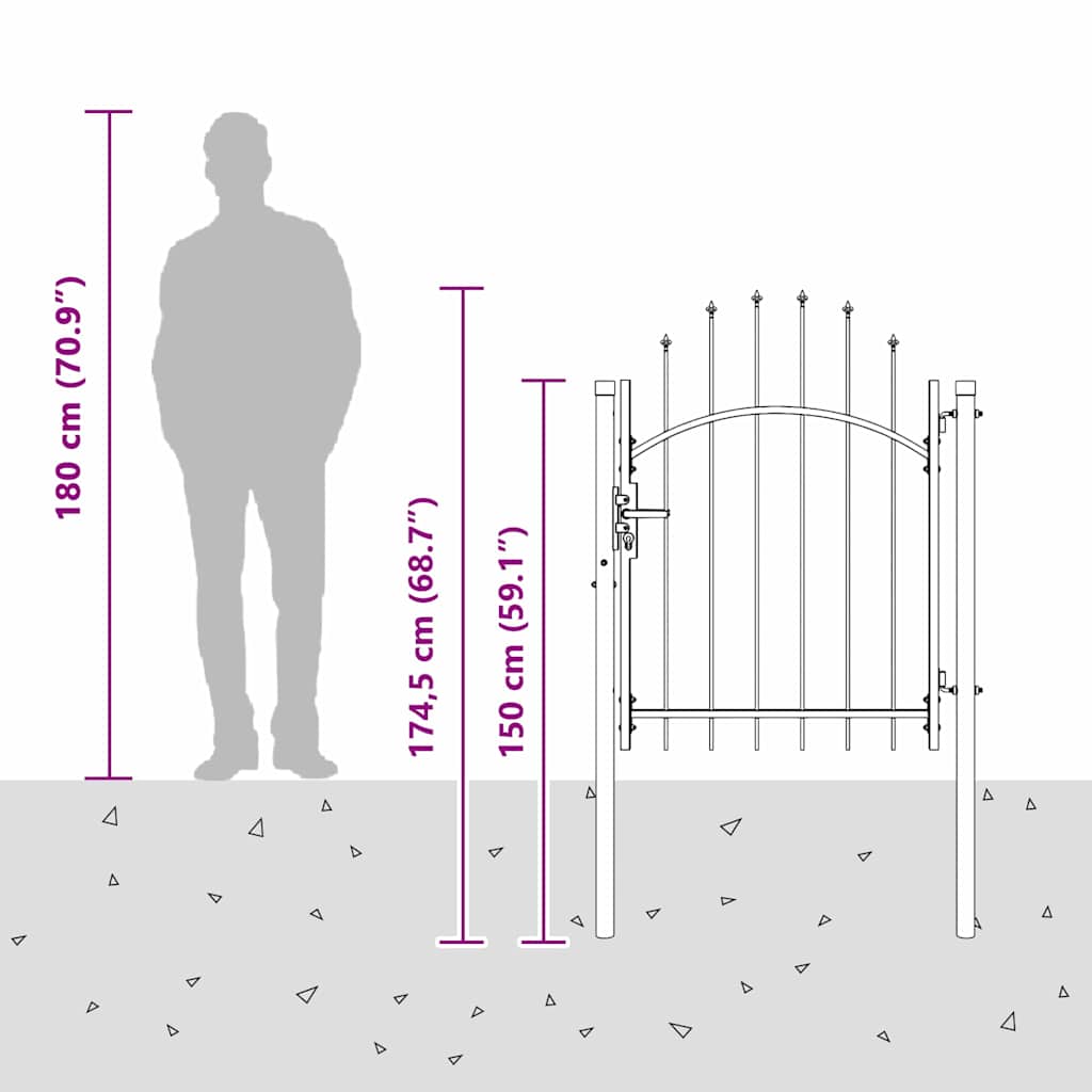 Garden Gate with Lock Grey 100 x 125 cm 125 x 100 cm Steel