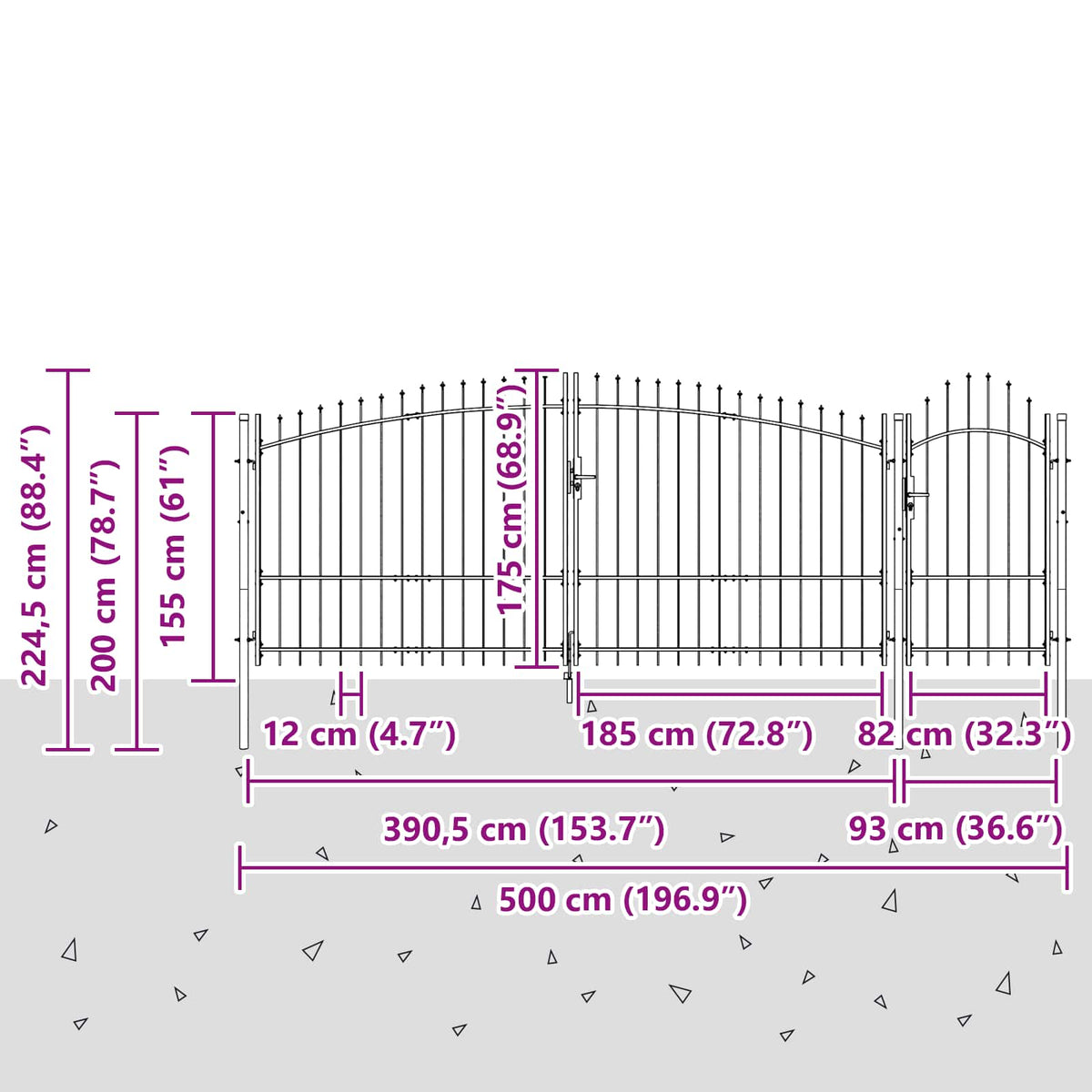 Sodo vartai su užraktu Woerden Pilka 100 x 500 cm Plienas