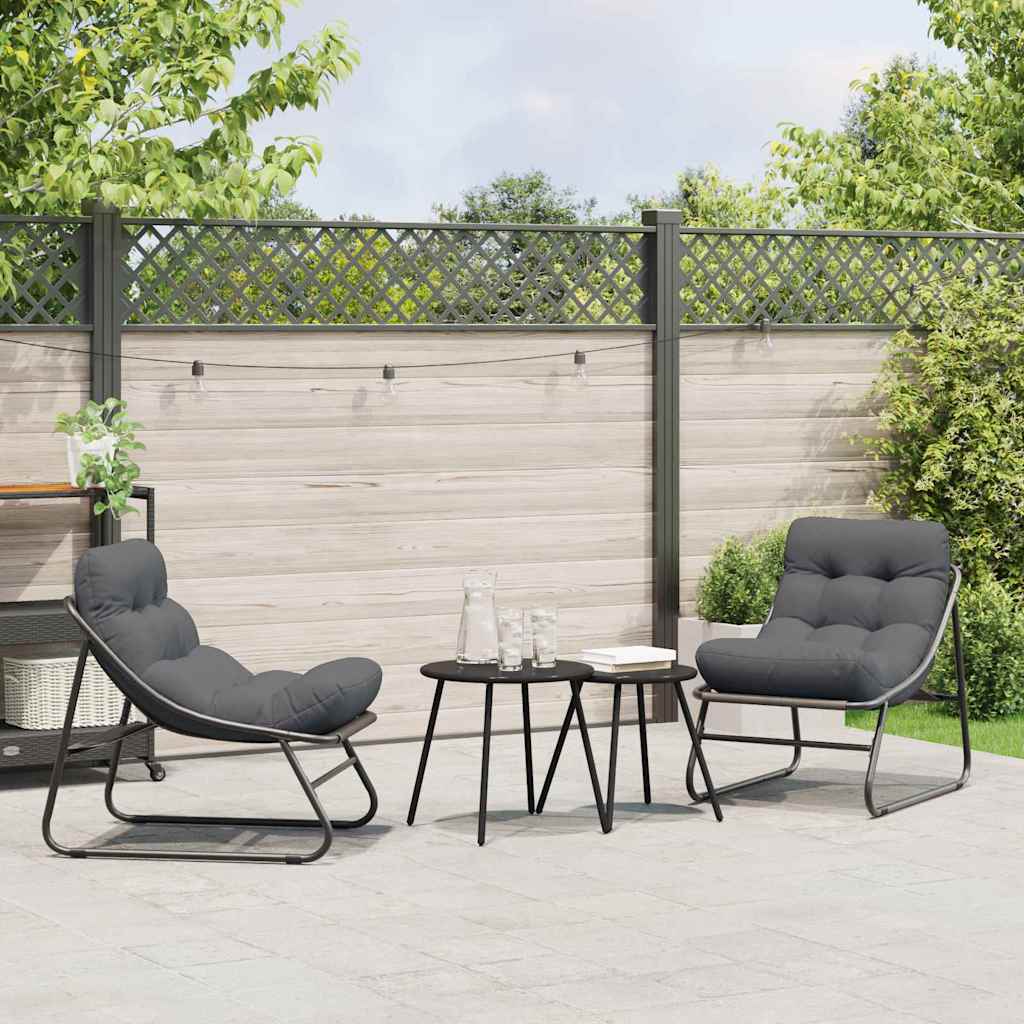 Sodo baldai su pagalve 2 pcs Juoda 60,5 x 81 x 71 cm