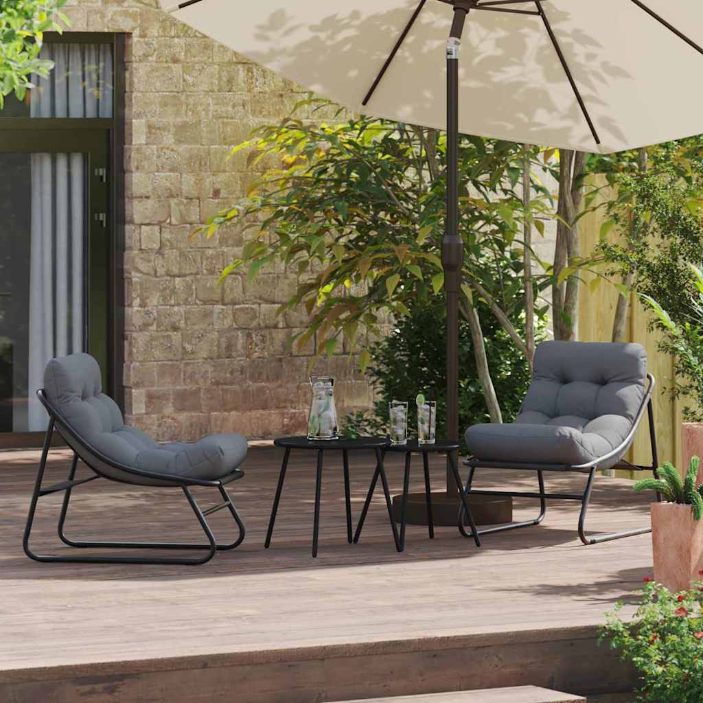 Sodo baldai su pagalve 2 pcs Juoda 60,5 x 81 x 71 cm