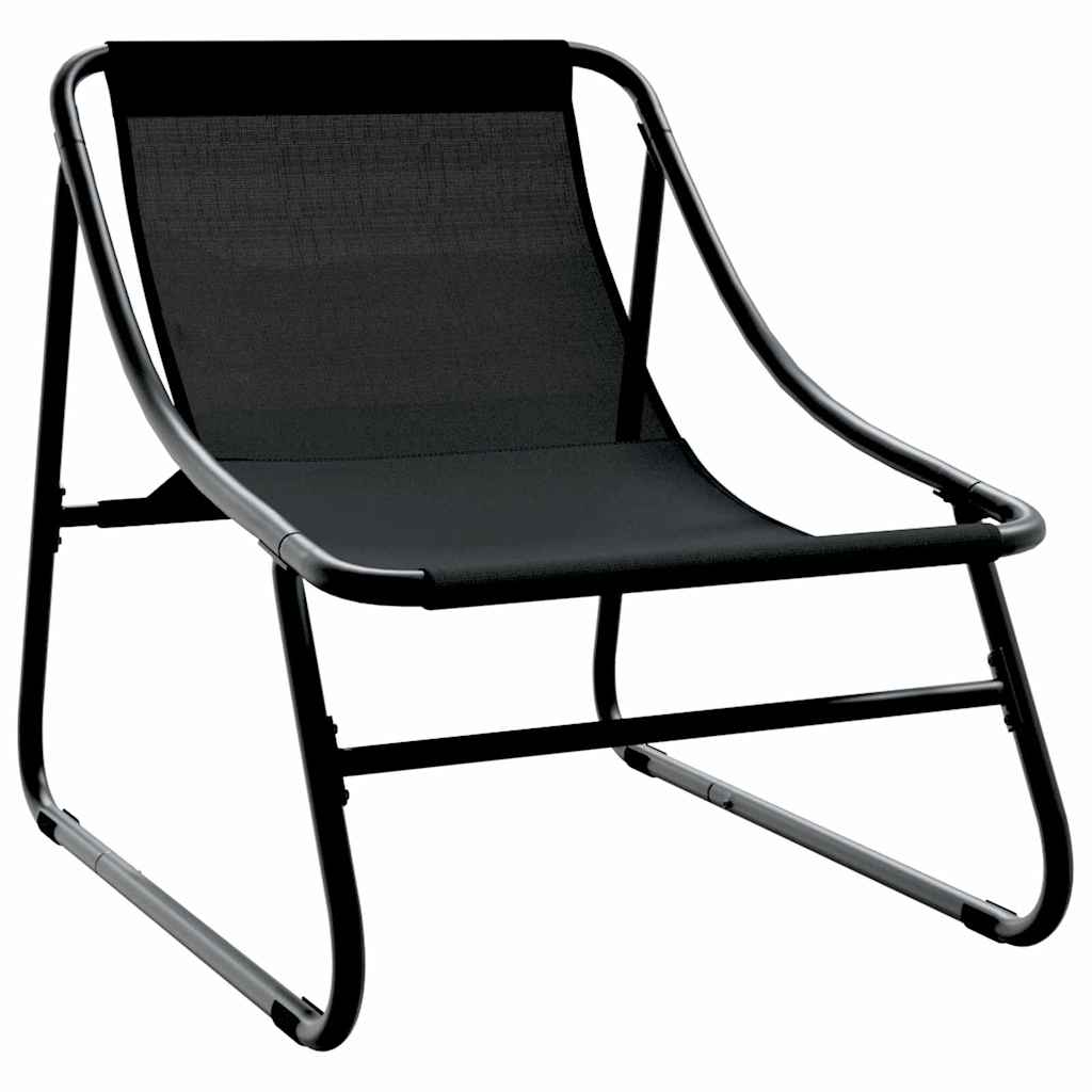 Sodo baldai su pagalve 2 pcs Juoda 60,5 x 81 x 71 cm