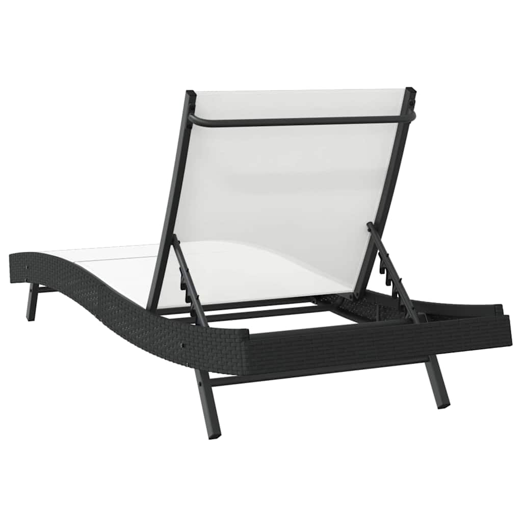 Juodas Saulės Gultas su Poly Rattan ir Textilene