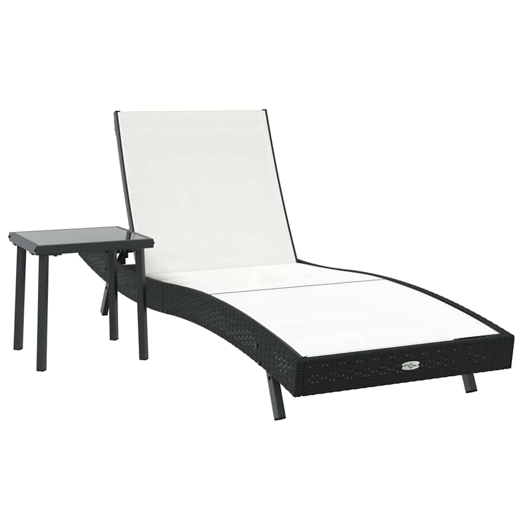 Saulės gultas 2 pcs Juoda ir Balta poliratanas