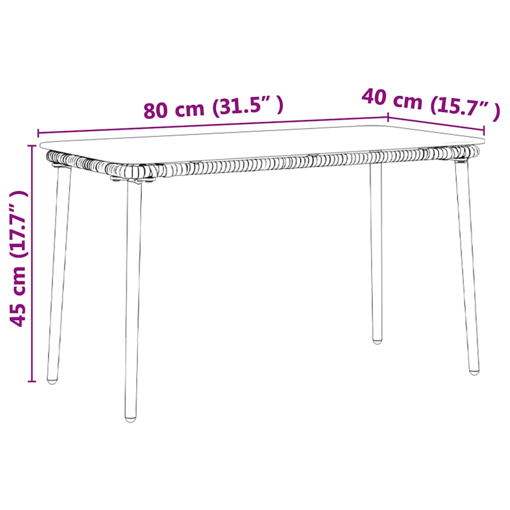 Sodo stalas Natūrali 80 x 40 x 45 cm poliratanas