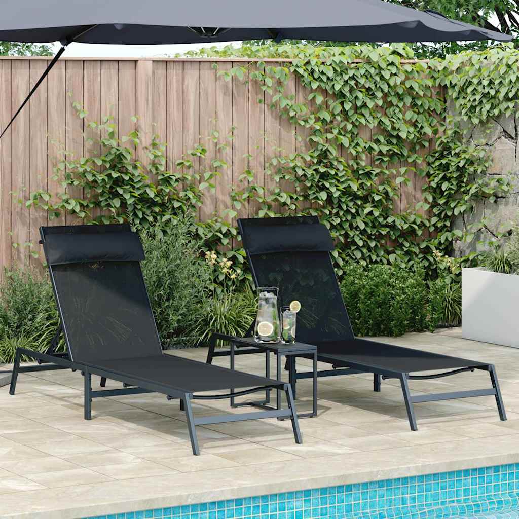 Gulimos kėdės 2-asmuo 3 pcs Juoda ir Antracitas Plienas