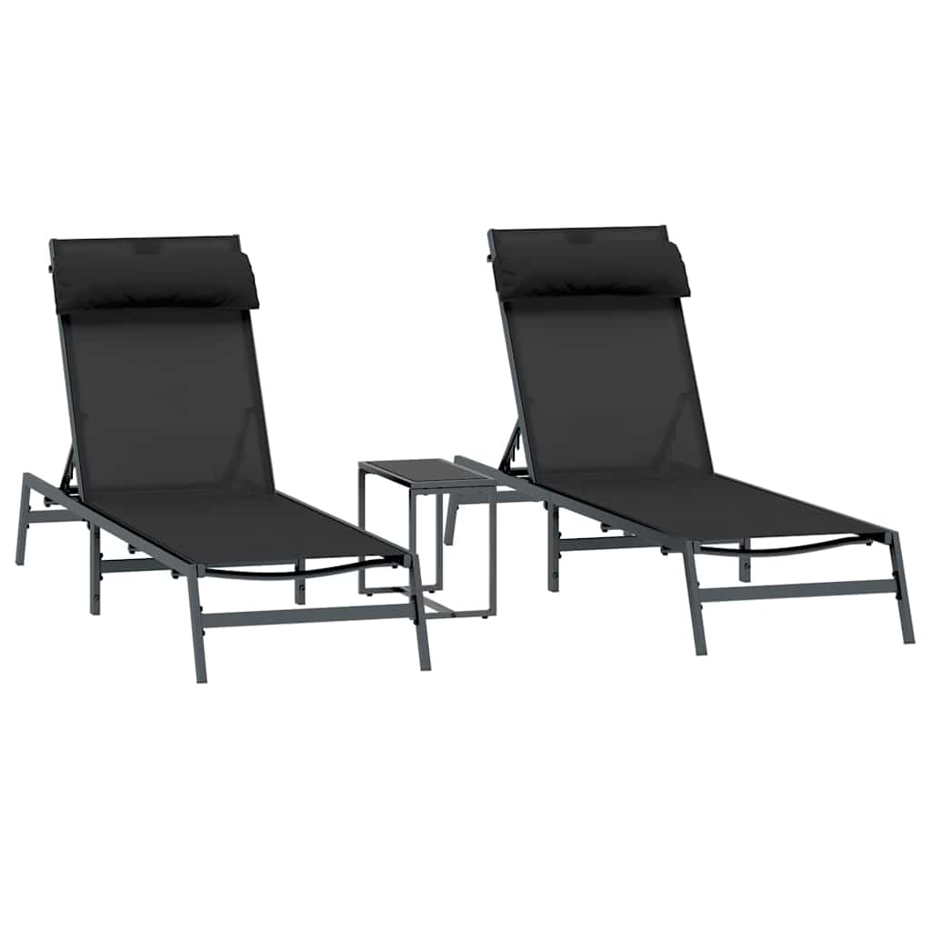 Gulimos kėdės 2-asmuo 3 pcs Juoda ir Antracitas Plienas