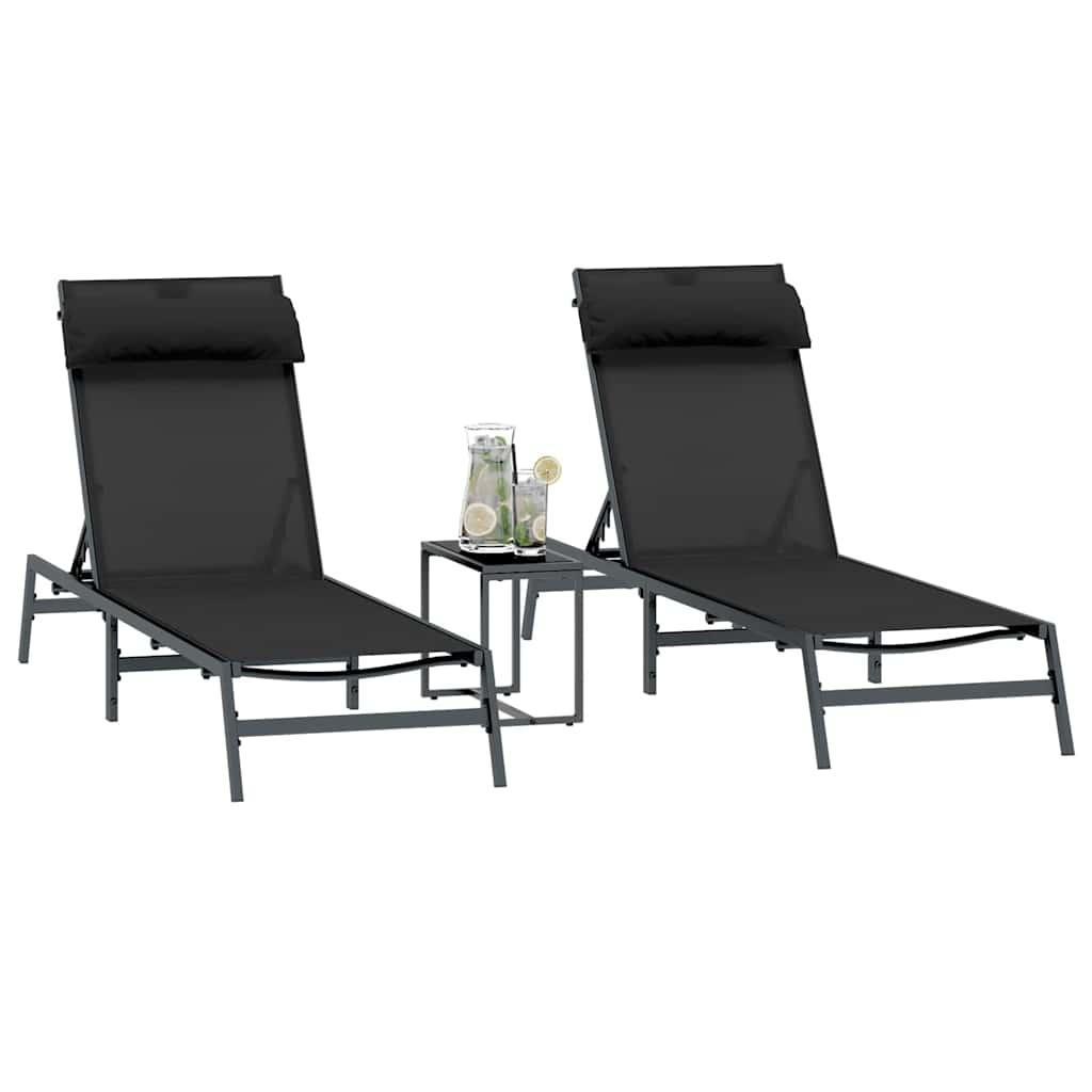 Gulimos kėdės 2-asmuo 3 pcs Juoda ir Antracitas Plienas