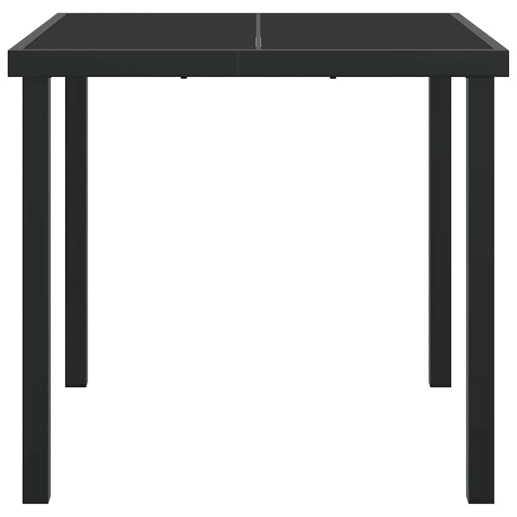 Juodas Sodo Stalas 80x80x73 cm su grūdintu stiklu