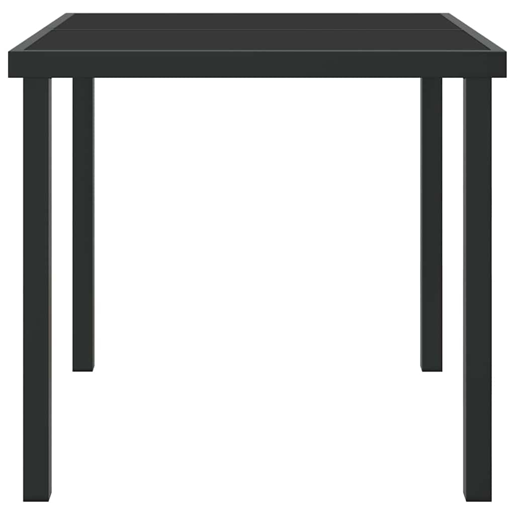 Juodas Sodo Stalas 80x80x73 cm su grūdintu stiklu