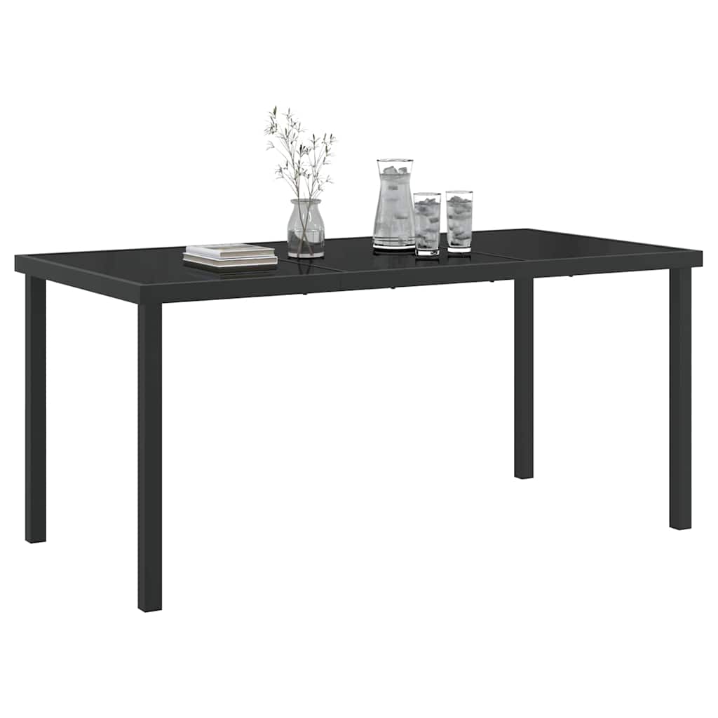 Sodo stalas Juoda 160 x 80 x 73 cm metalas