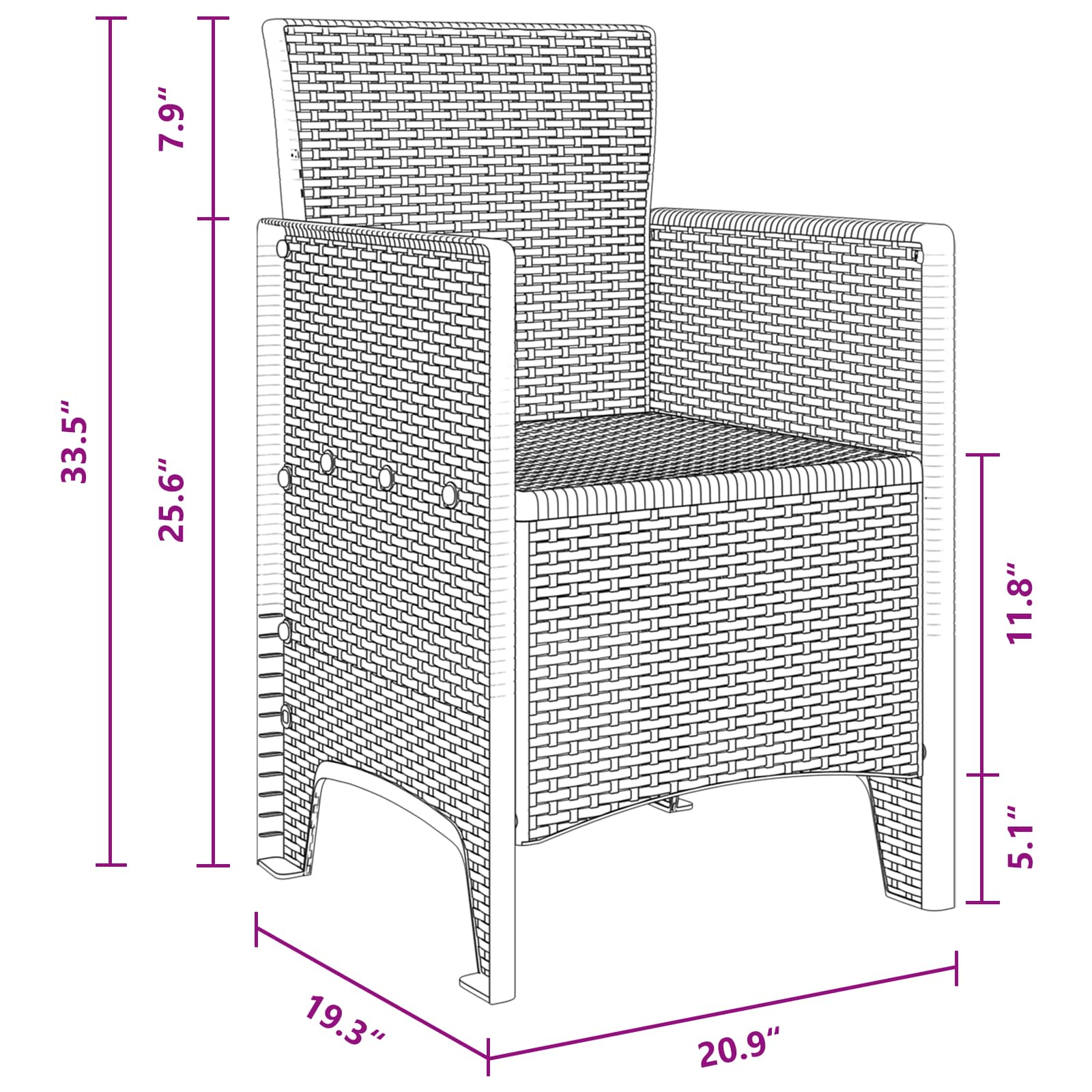 Garden Chair 2 pcs Brown 53 x 49 x 85 cm PP