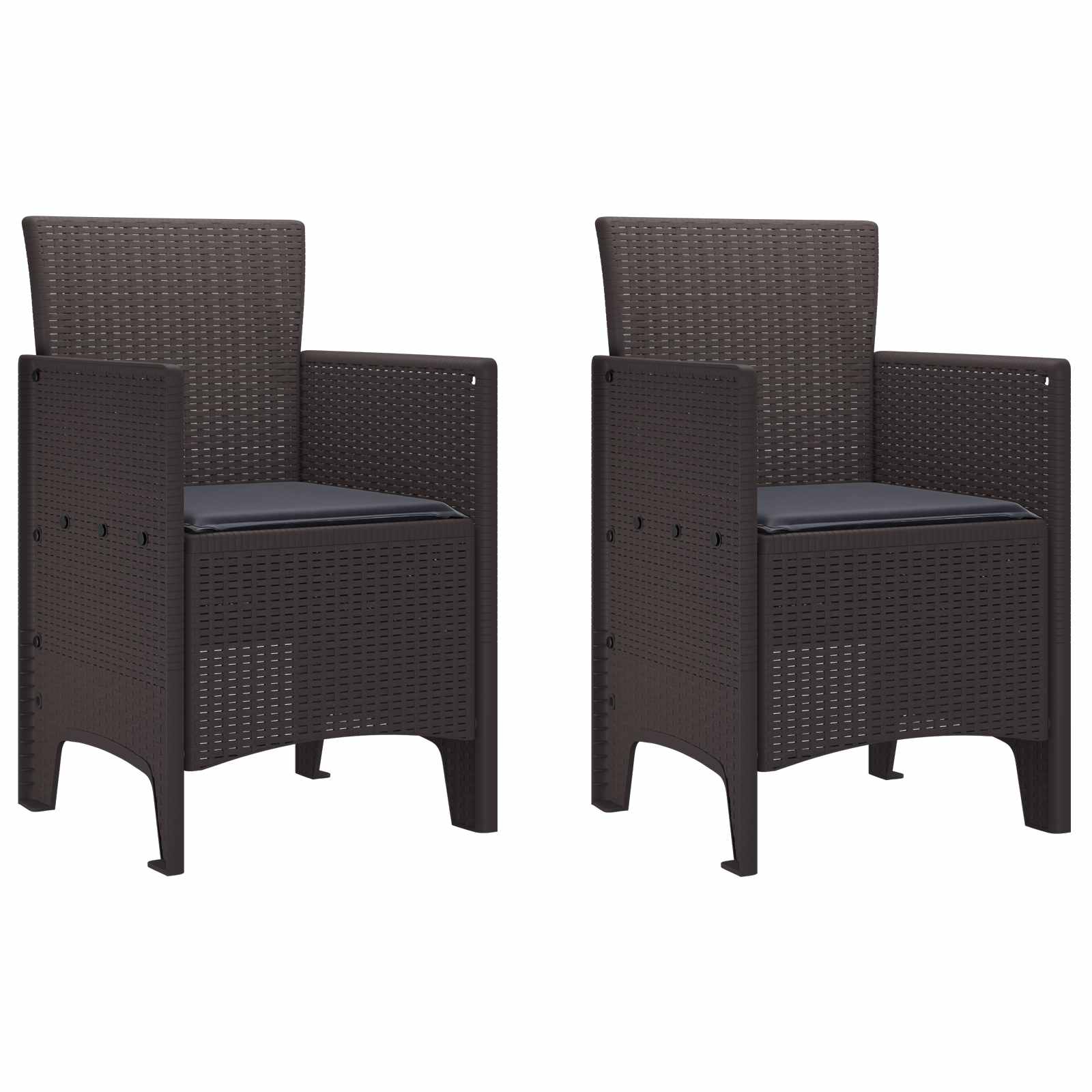 Garden Chair 2 pcs Brown 53 x 49 x 85 cm PP