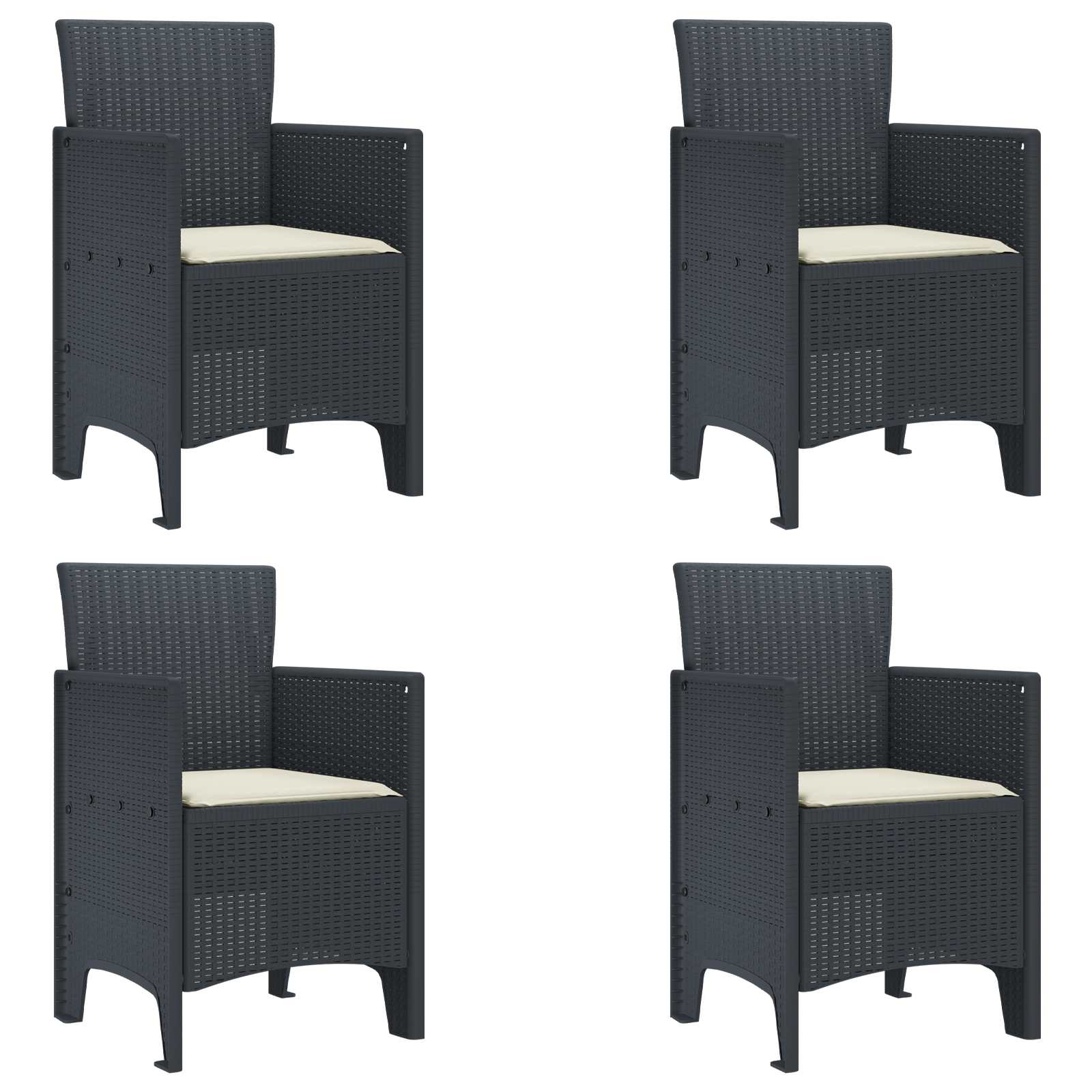 Sodo Kėdė 4 pcs Antracitas 53 x 49 x 85 cm PP