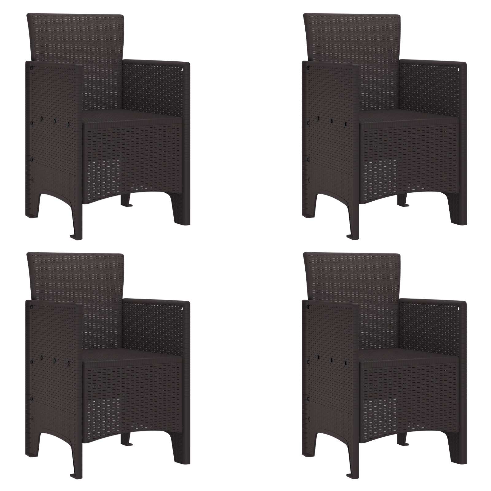 Garden Chair 4 pcs Brown 53 x 49 x 85 cm PP