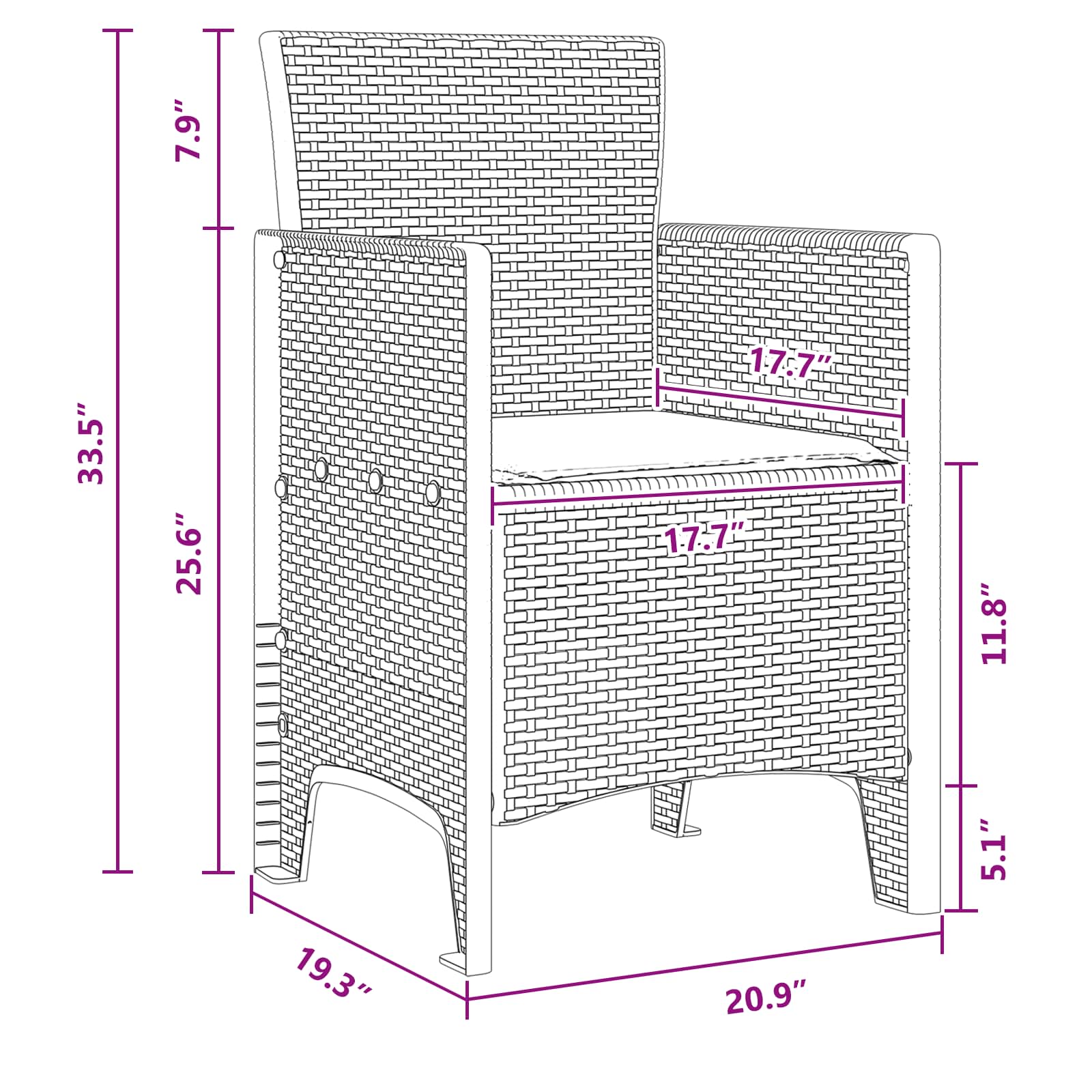 Garden Chair 4 pcs White 53 x 49 x 85 cm PP